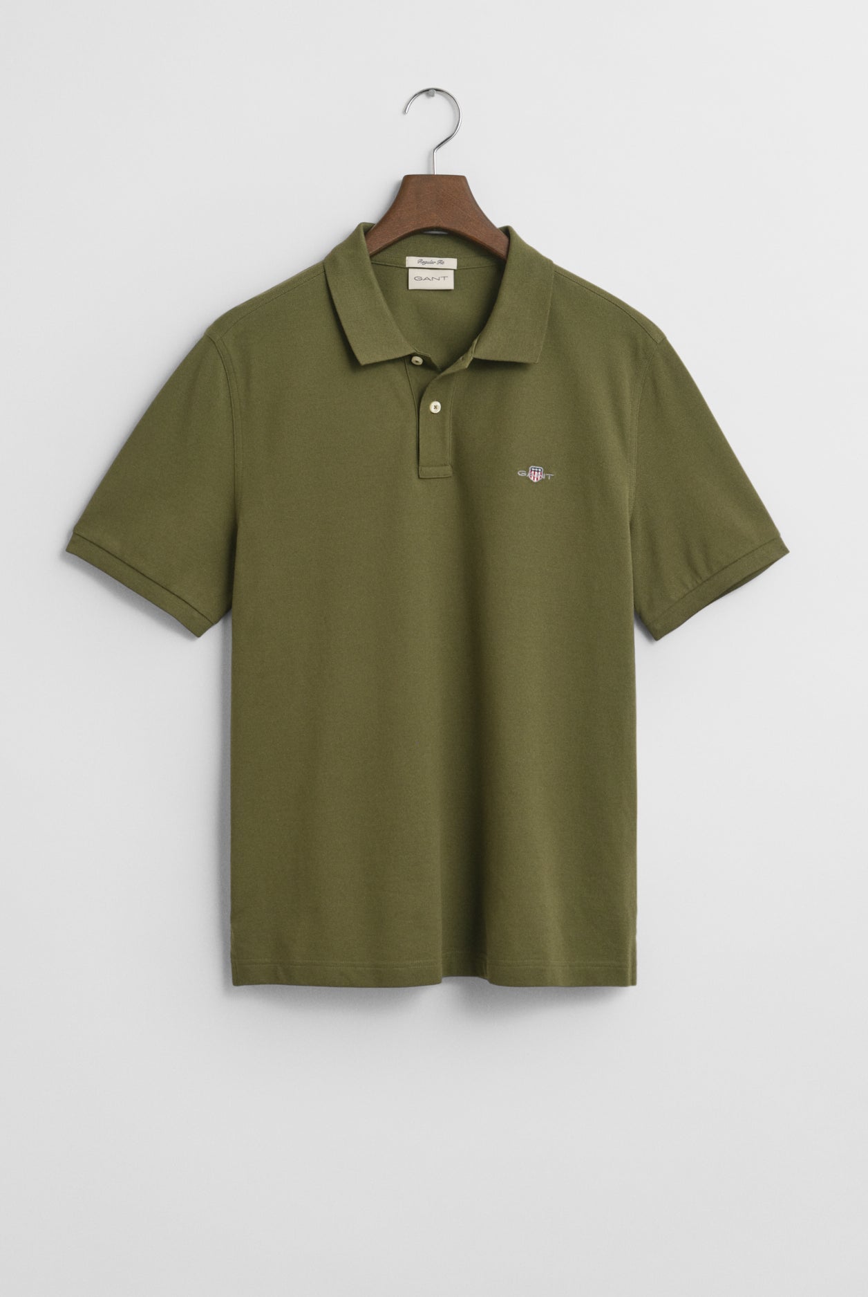 GANT Regular Fit Shield Short Sleeve Pique Polo #Colour_Moss Green