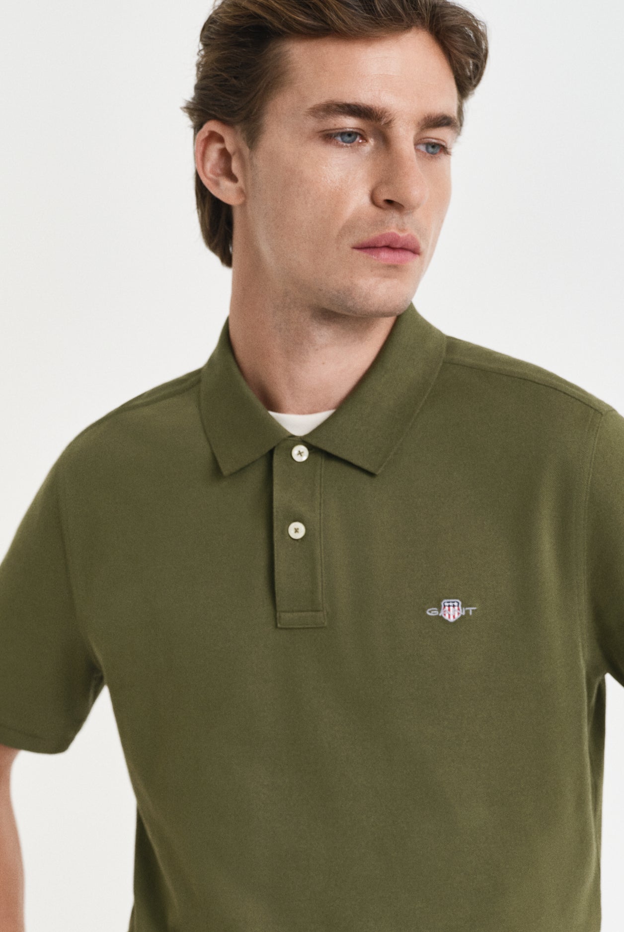 GANT Regular Fit Shield Short Sleeve Pique Polo #Colour_Moss Green