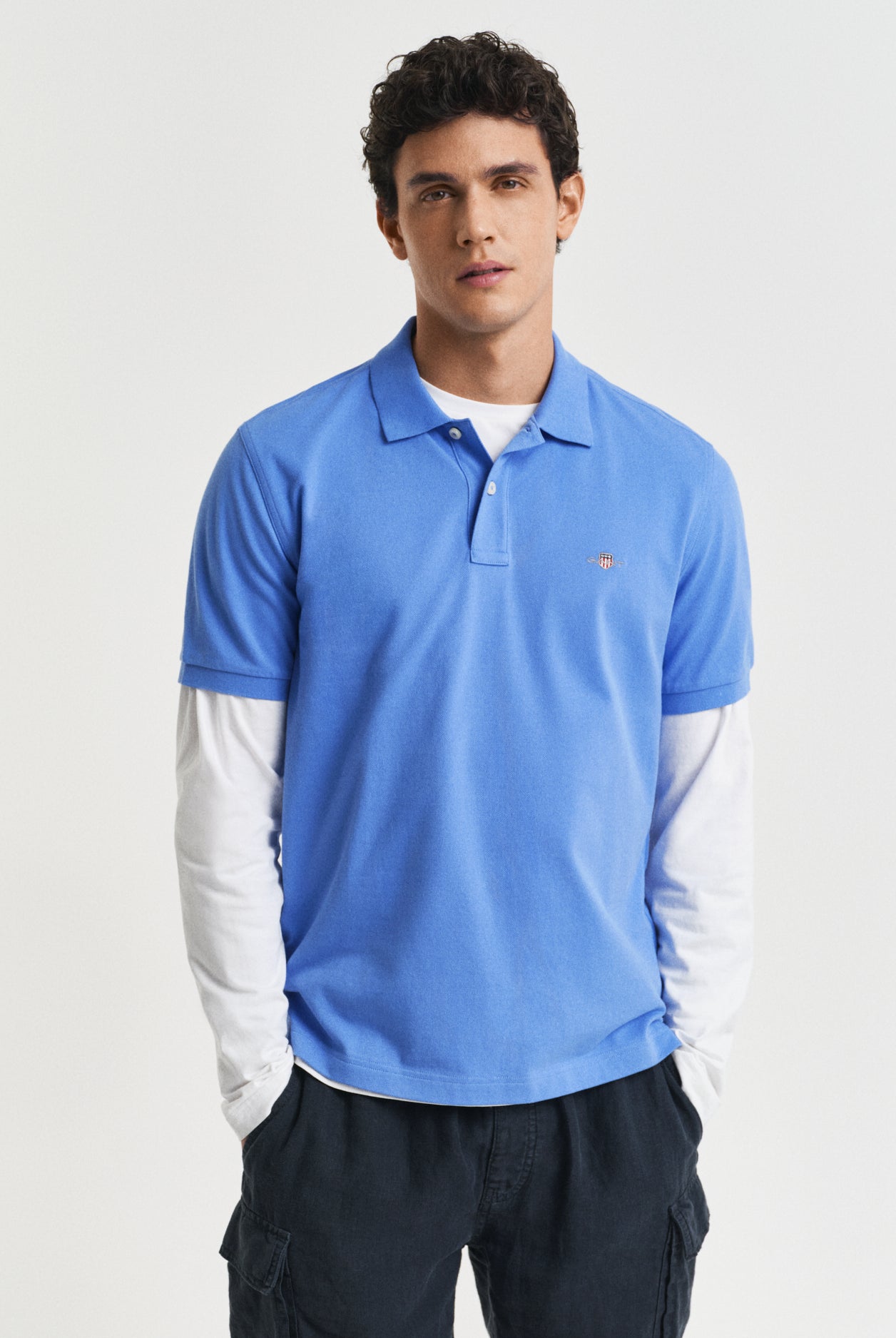 GANT Regular Fit Shield Short Sleeve Pique Polo #Colour_Perfect Blue