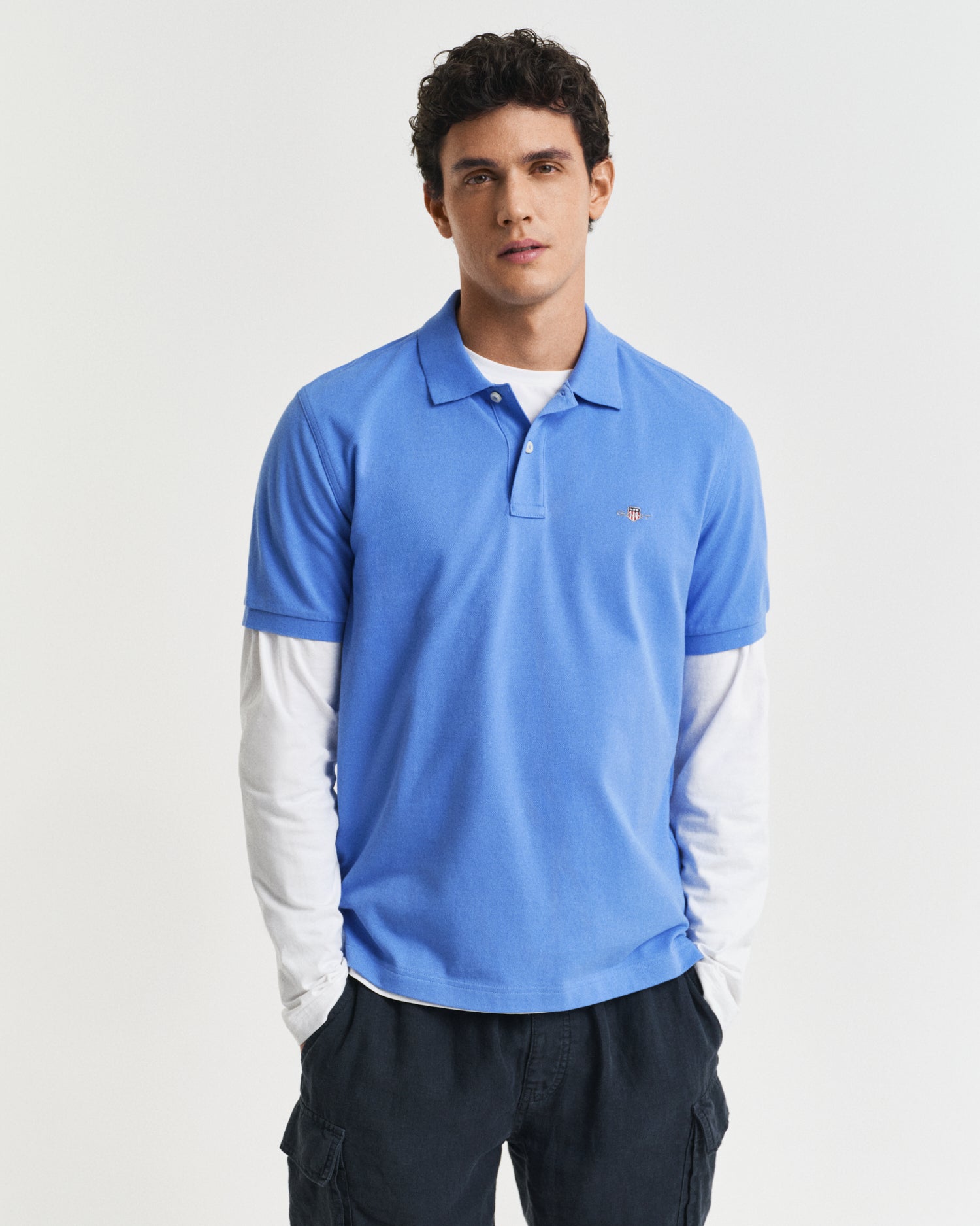 GANT Regular Fit Shield Short Sleeve Pique Polo #Colour_Perfect Blue