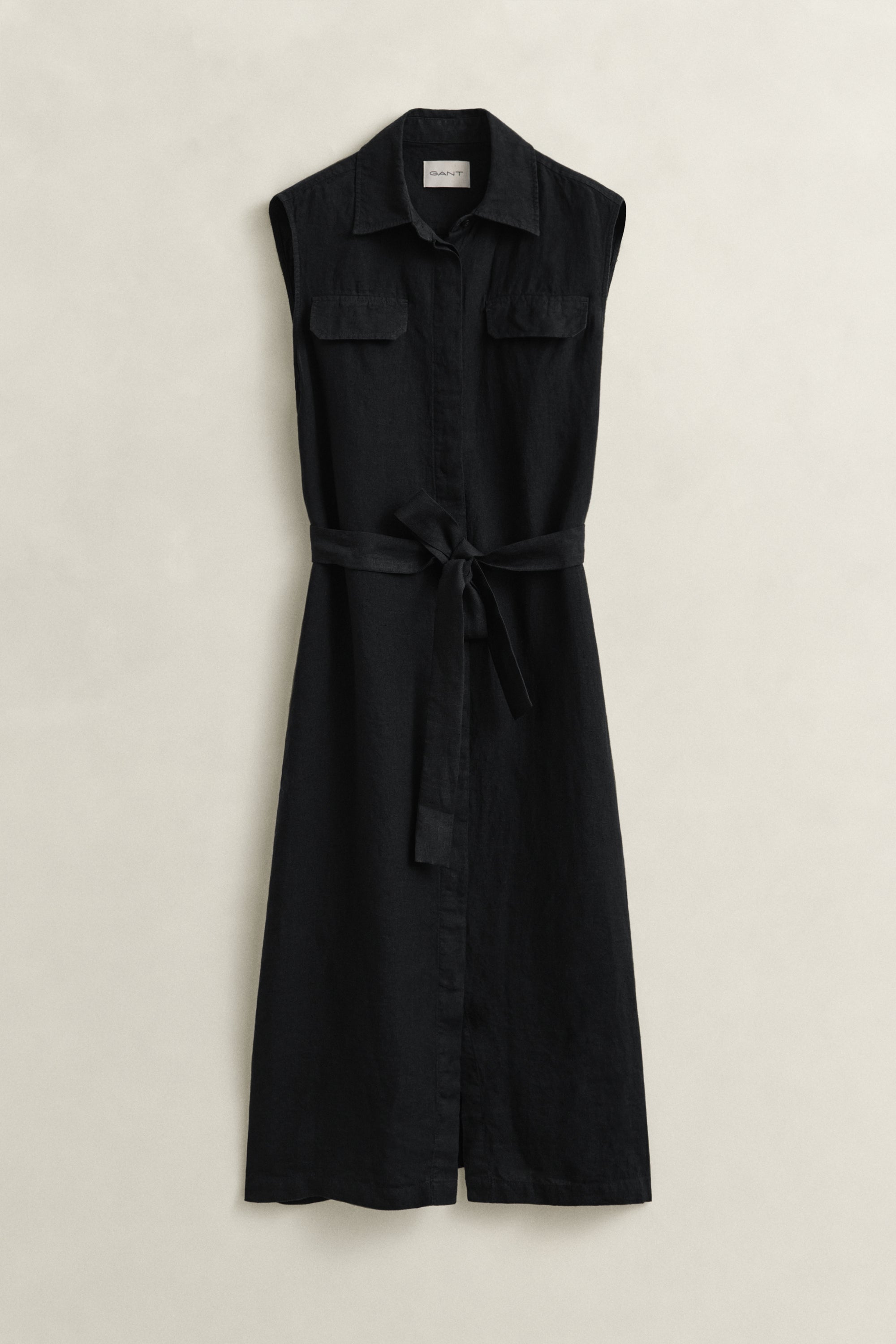 GANT Black Linen Sleeveless Dress #Colour_Black