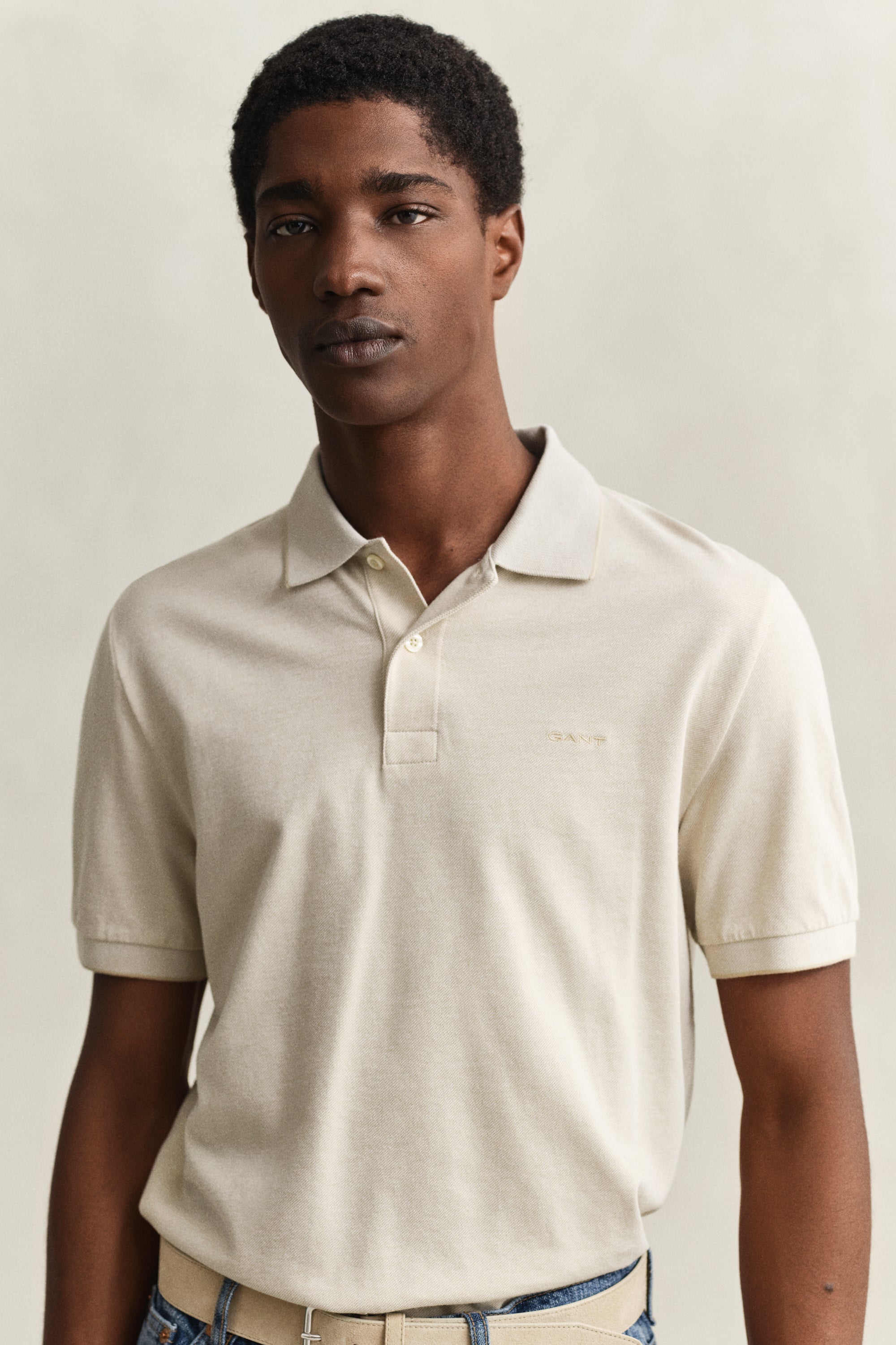 GANT Oat Beige 2 Tone SS Polo #Colour_Oat Beige