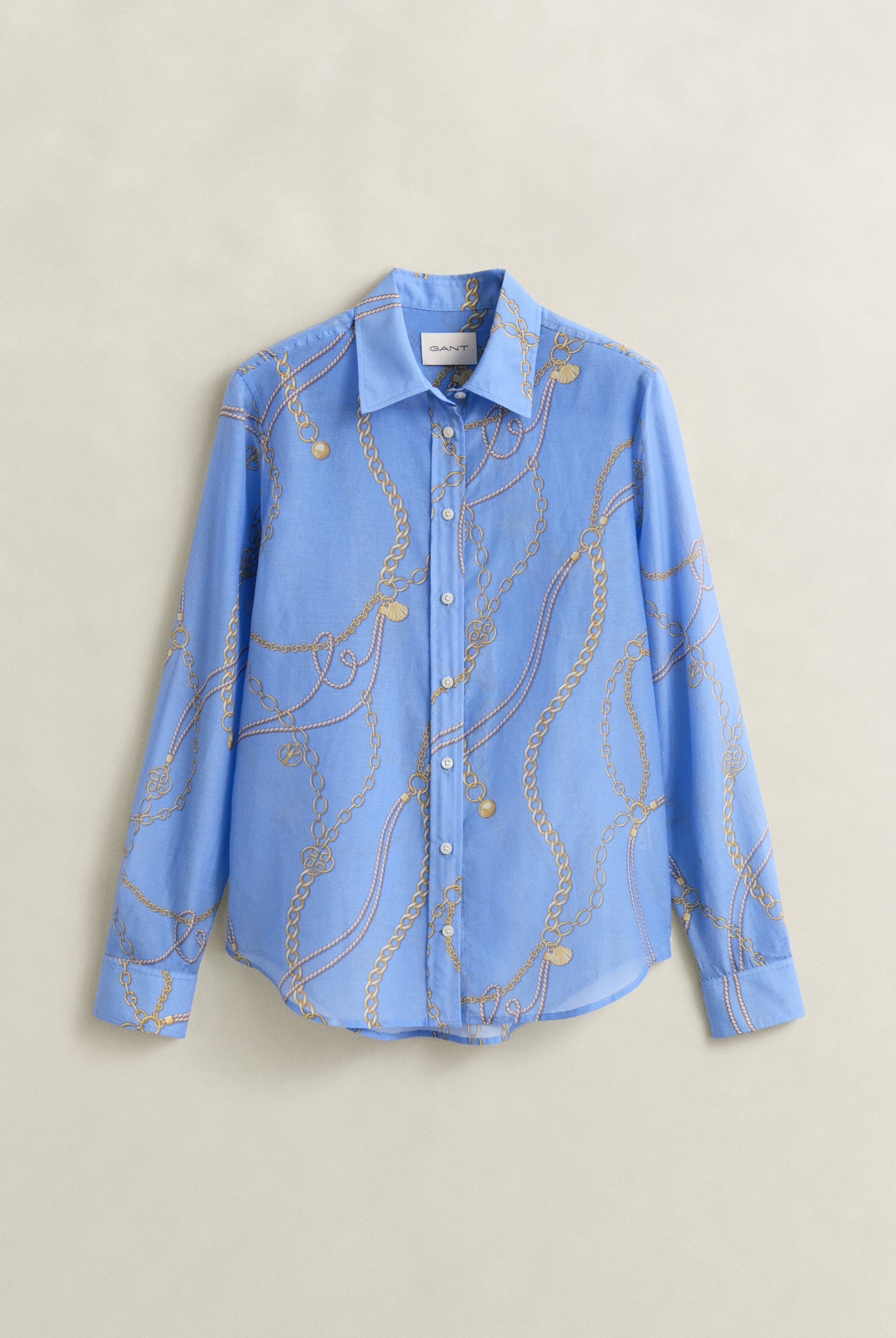 GANT Hydrangea Blue Reg Printed CTN Silk LS Shirt #Colour_Hydrangea Blue