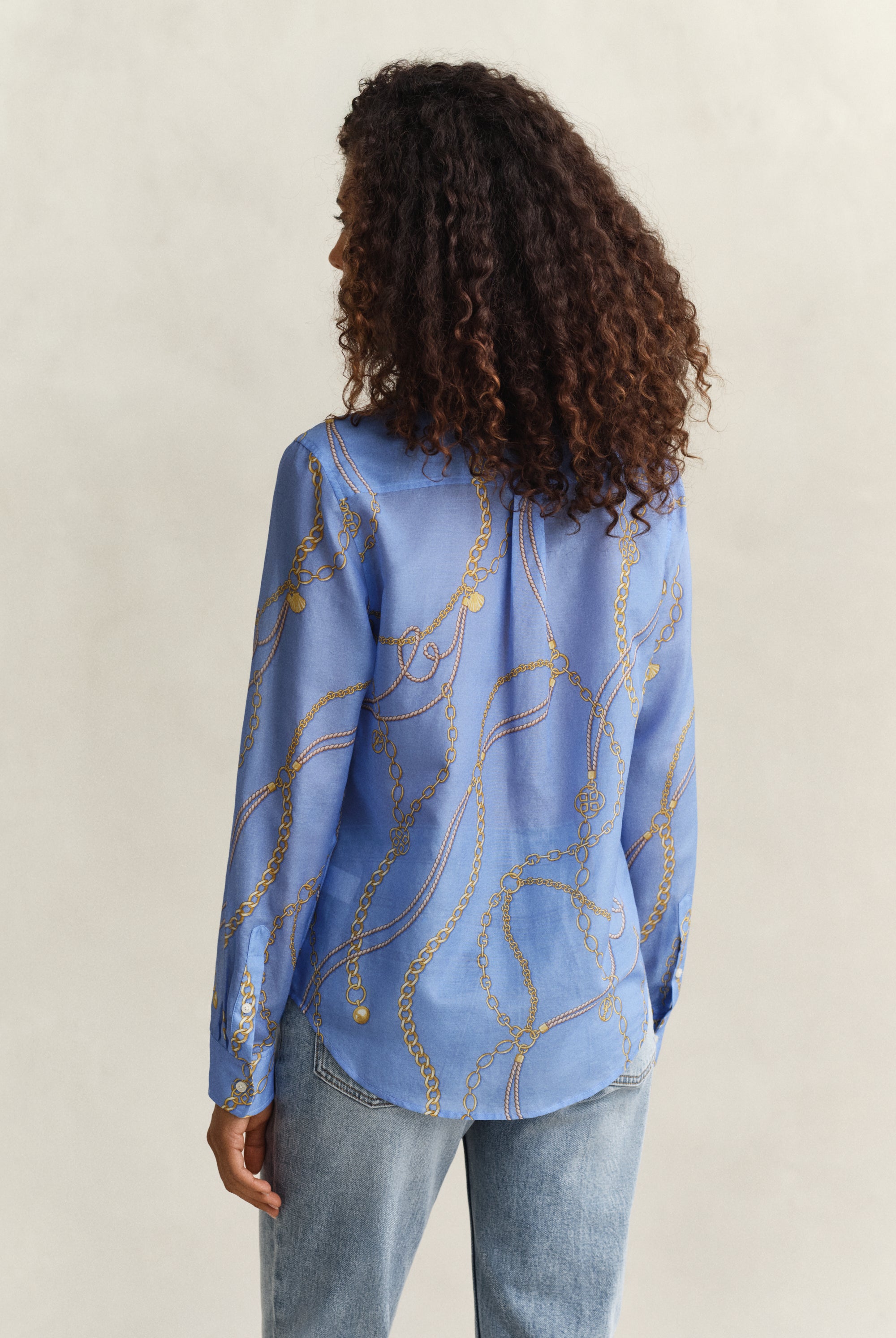 GANT Hydrangea Blue Reg Printed CTN Silk LS Shirt #Colour_Hydrangea Blue