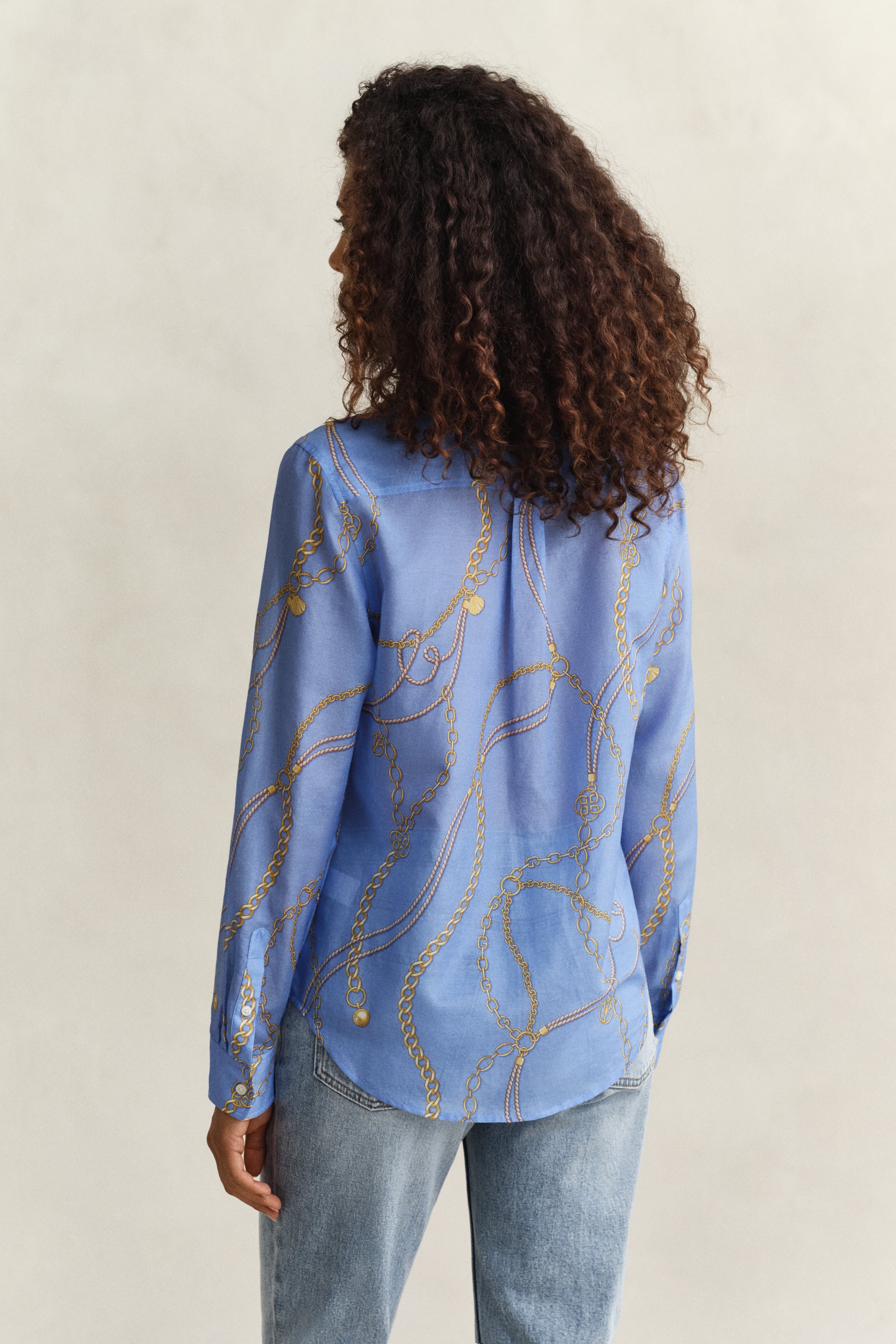 GANT Hydrangea Blue Reg Printed CTN Silk LS Shirt #Colour_Hydrangea Blue