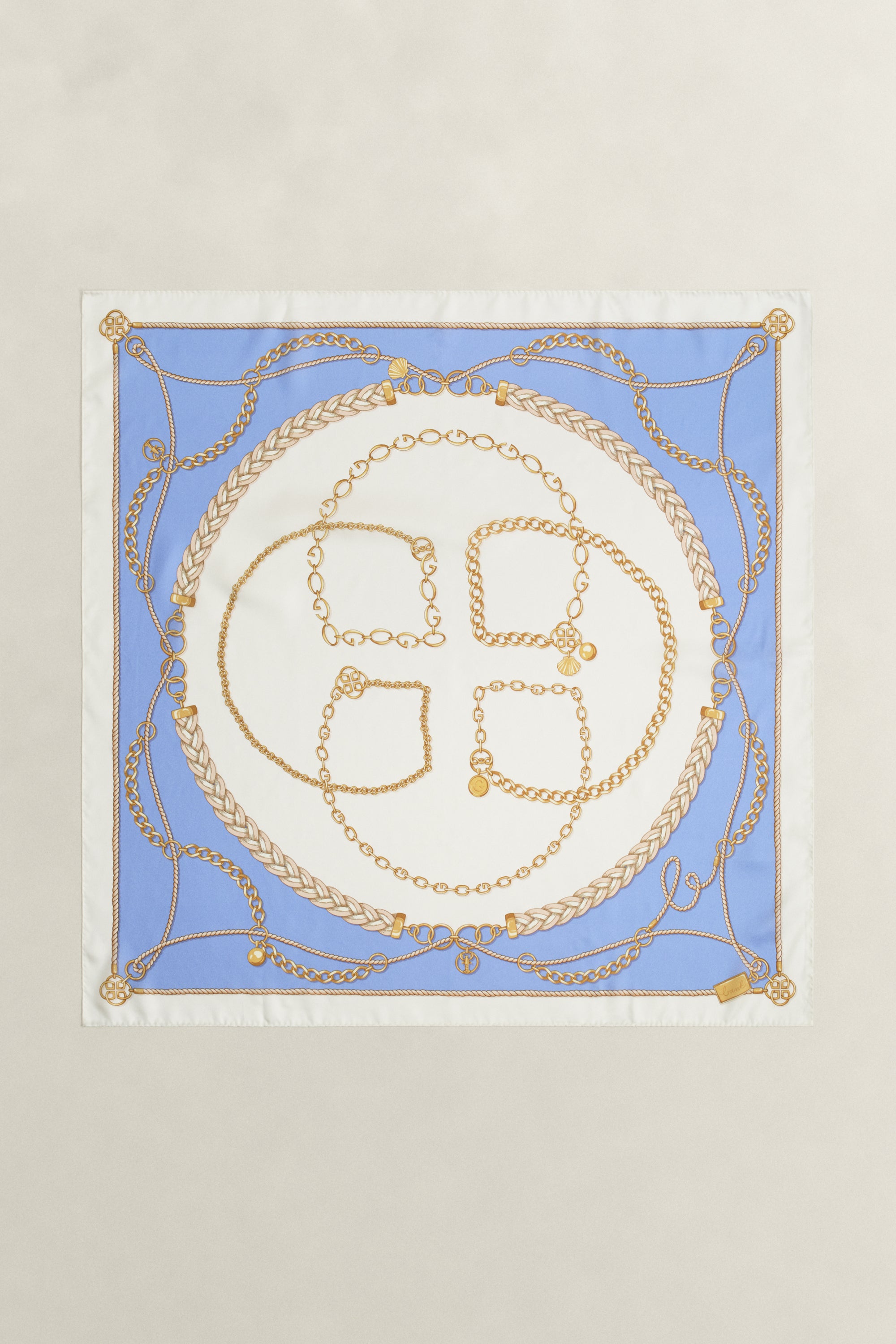GANT Evening Blue Chain Print Silk Scarf #Colour_Evening Blue