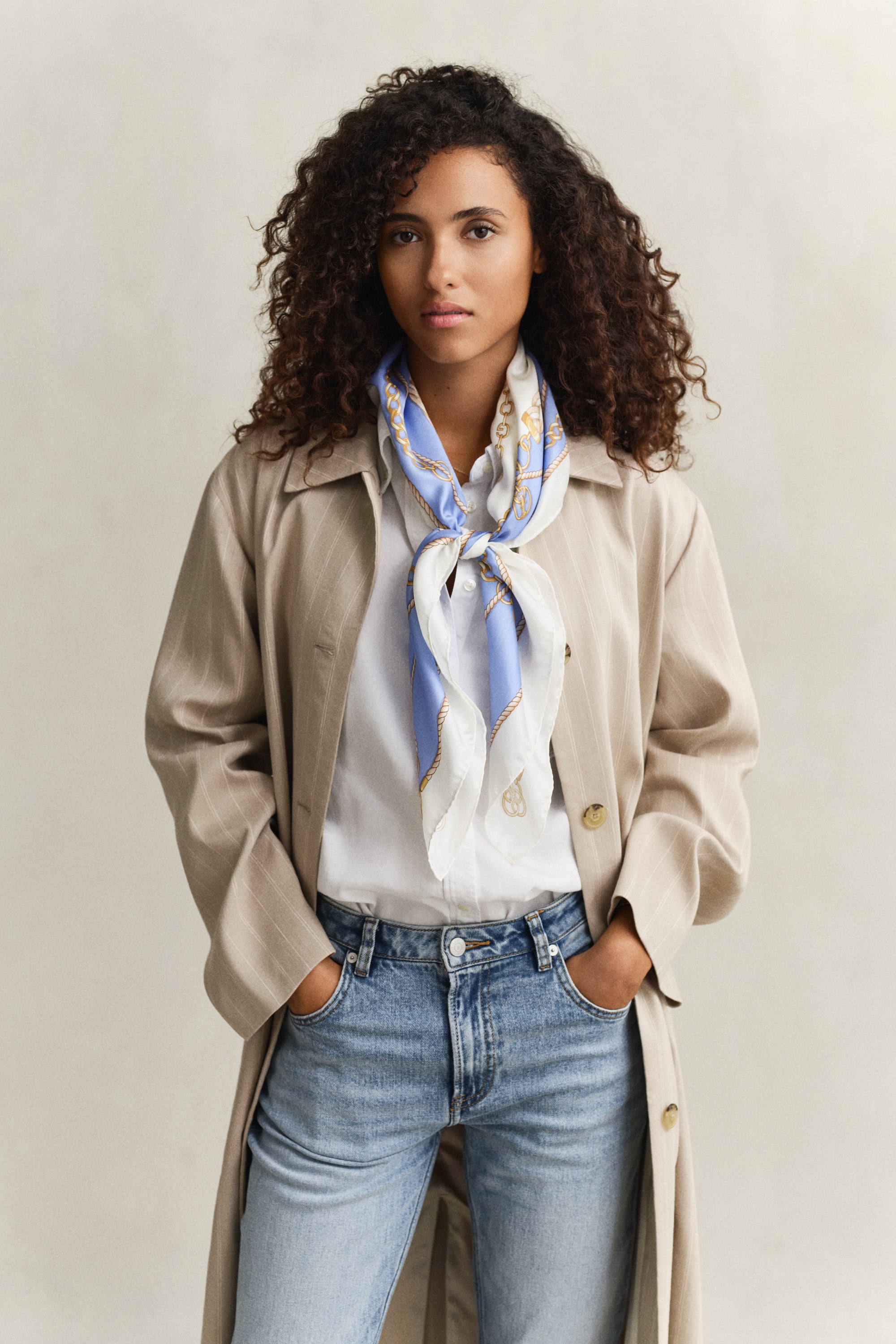 GANT Hydrangea Blue Chain Print Silk Scarf #Colour_Hydrangea Blue