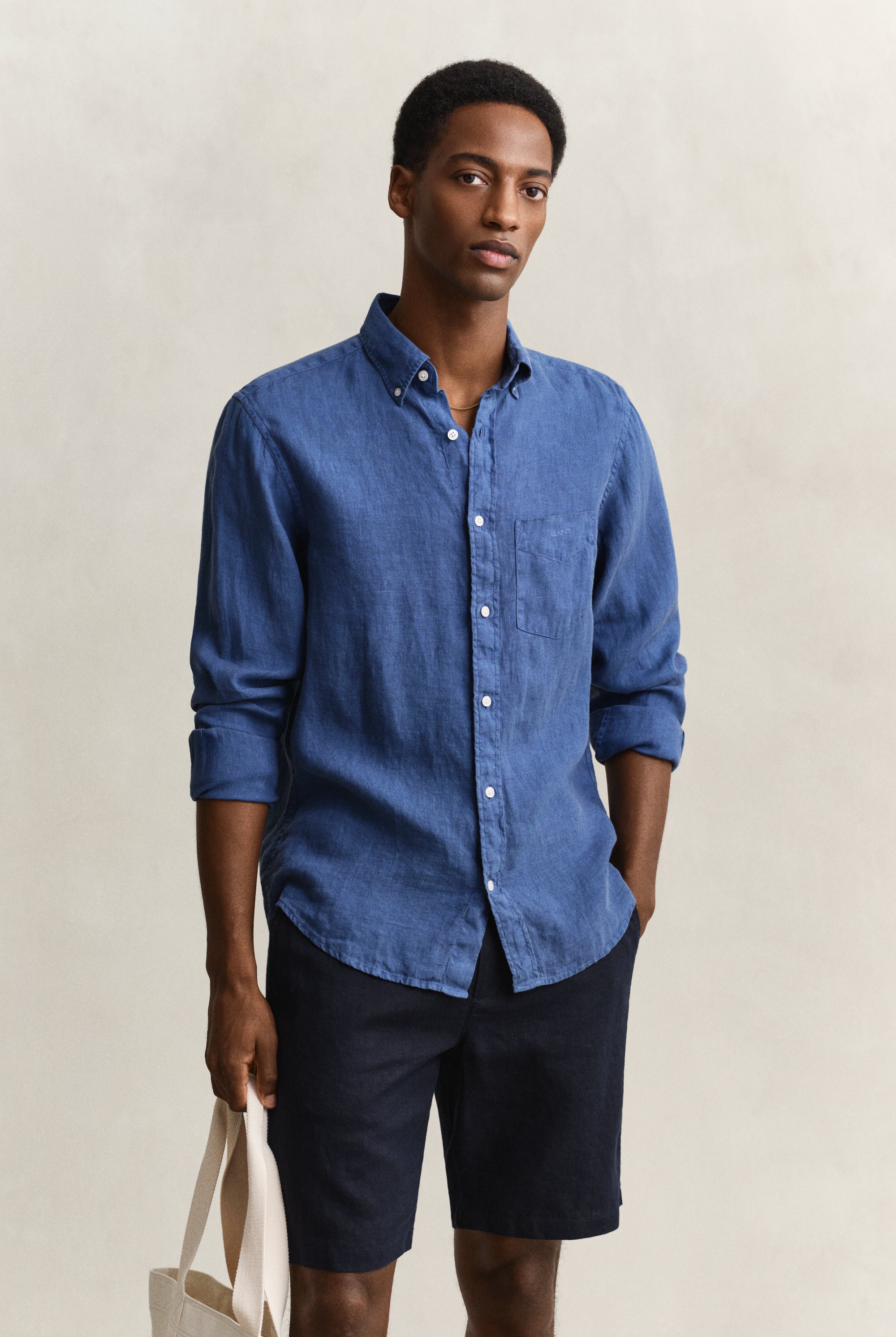 GANT Reg GMNT Dyed Linen Shirt #Colour_Vintage Blue