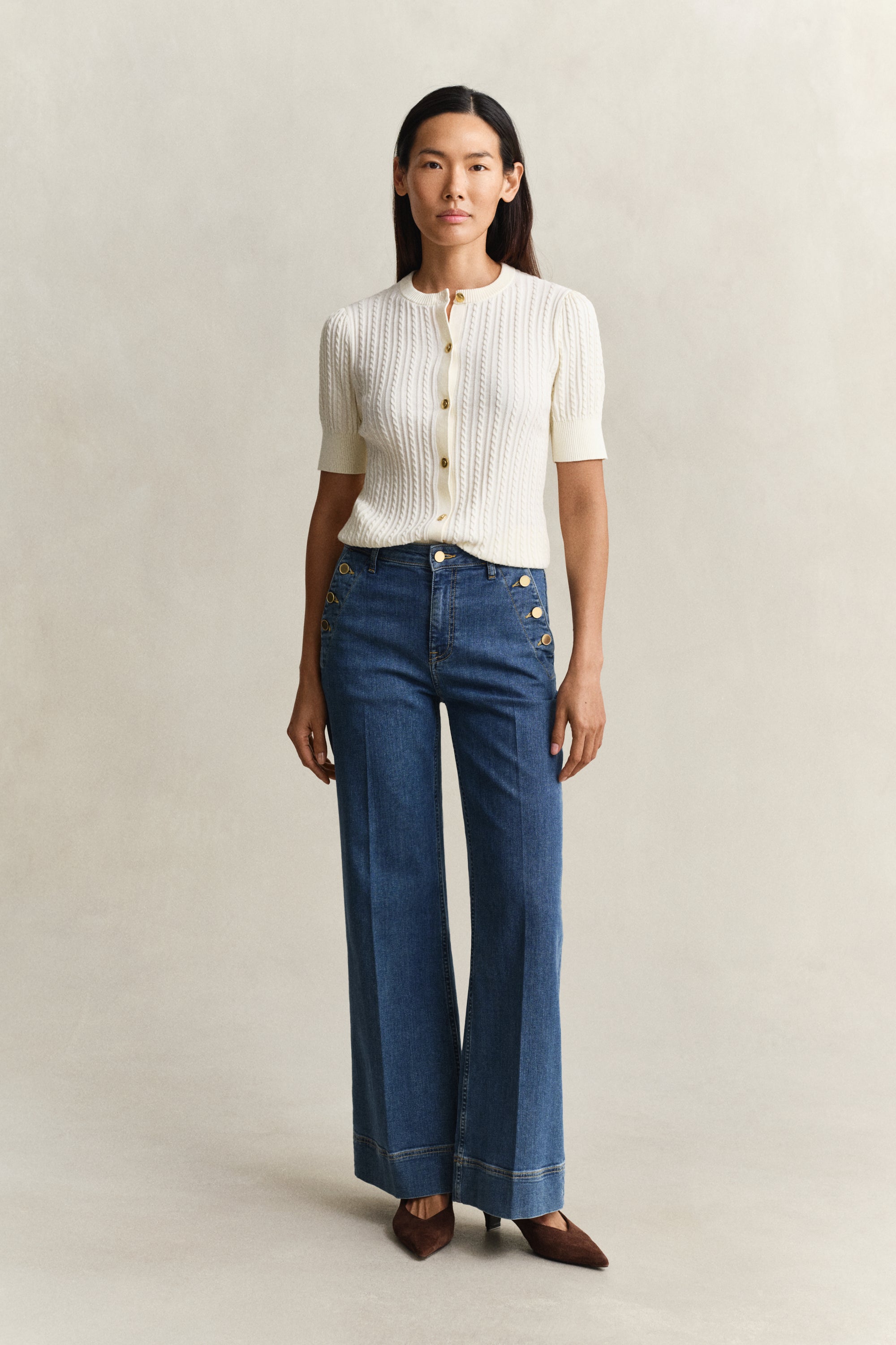 GANT Mid Blue Flare Nautical Jeans #Colour_Mid Blue