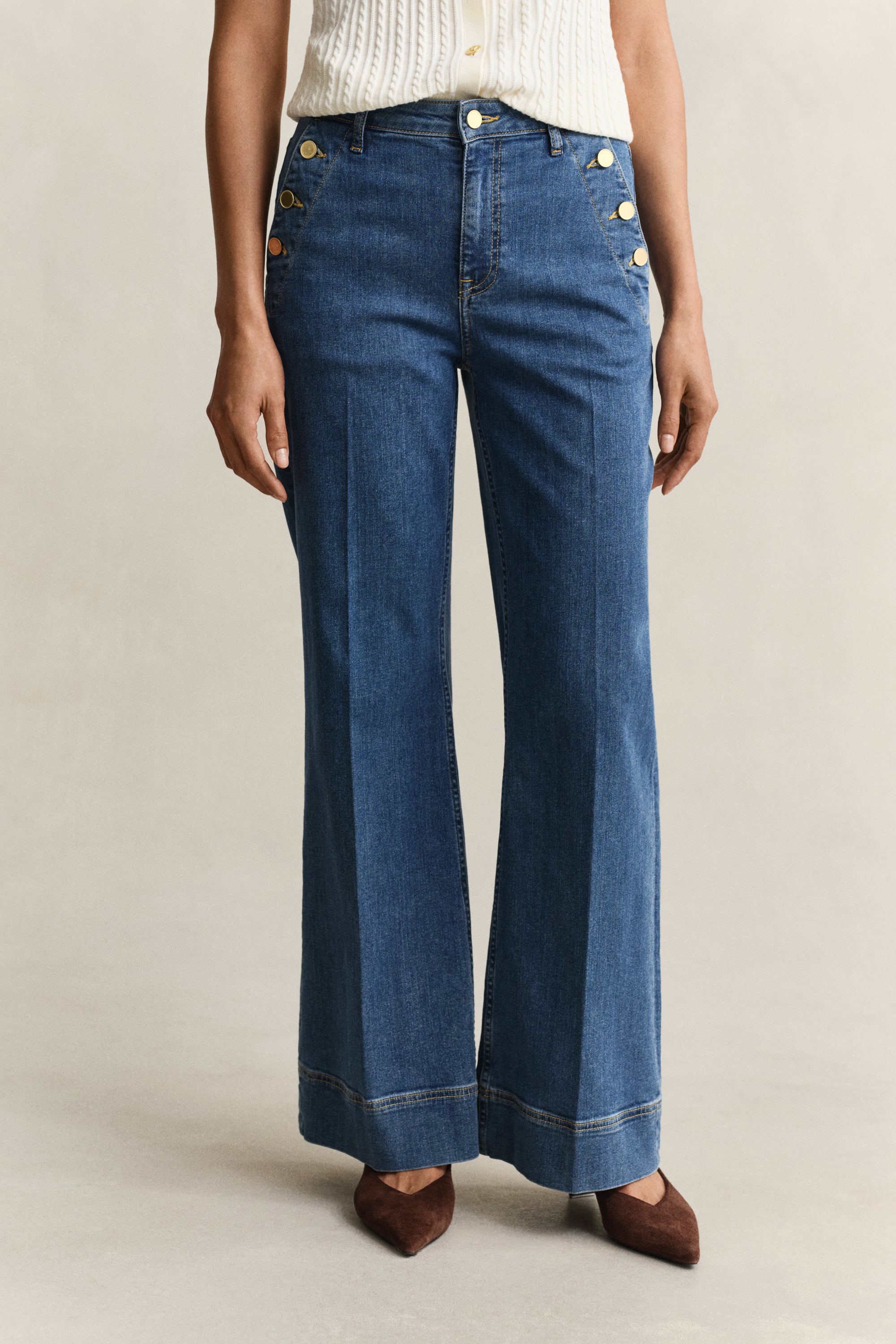 GANT Mid Blue Flare Nautical Jeans #Colour_Mid Blue
