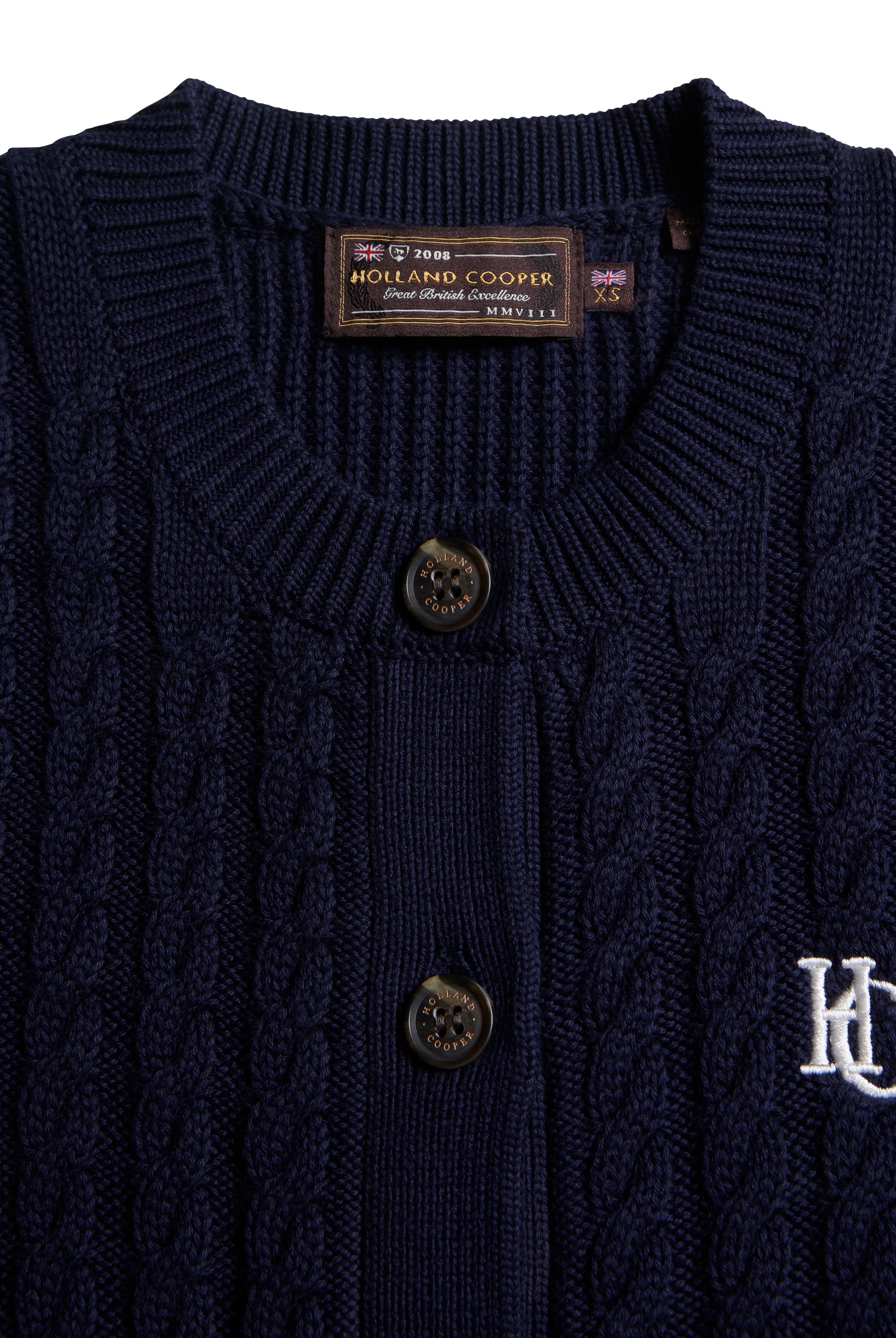Holland Cooper Ink Navy Cotswold Short Sleeve Cardigan #Colour_Ink Navy