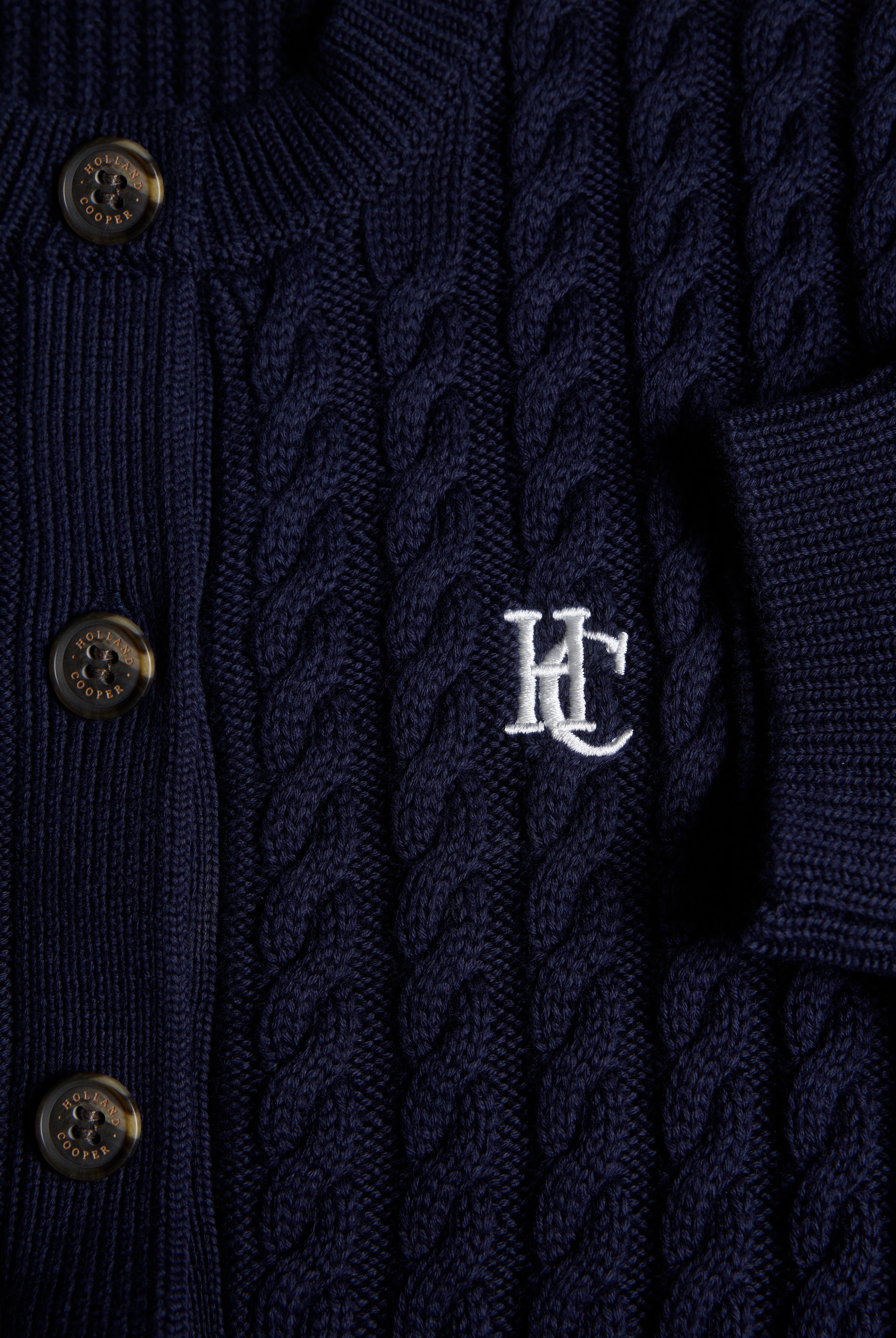 Holland Cooper Ink Navy Cotswold Short Sleeve Cardigan #Colour_Ink Navy