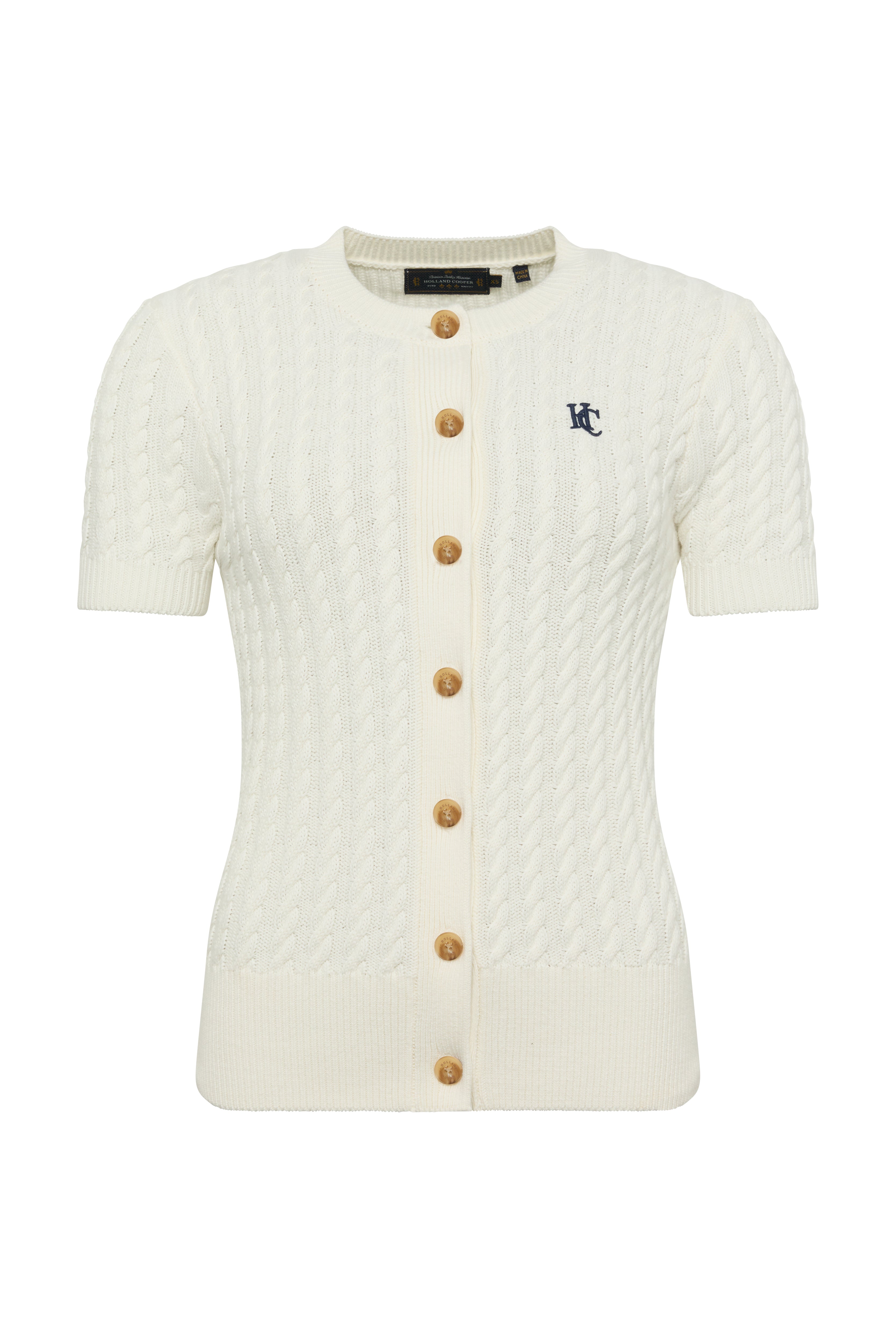Holland Cooper Natural Cotswold Short Sleeve Cardigan #Colour_Natural