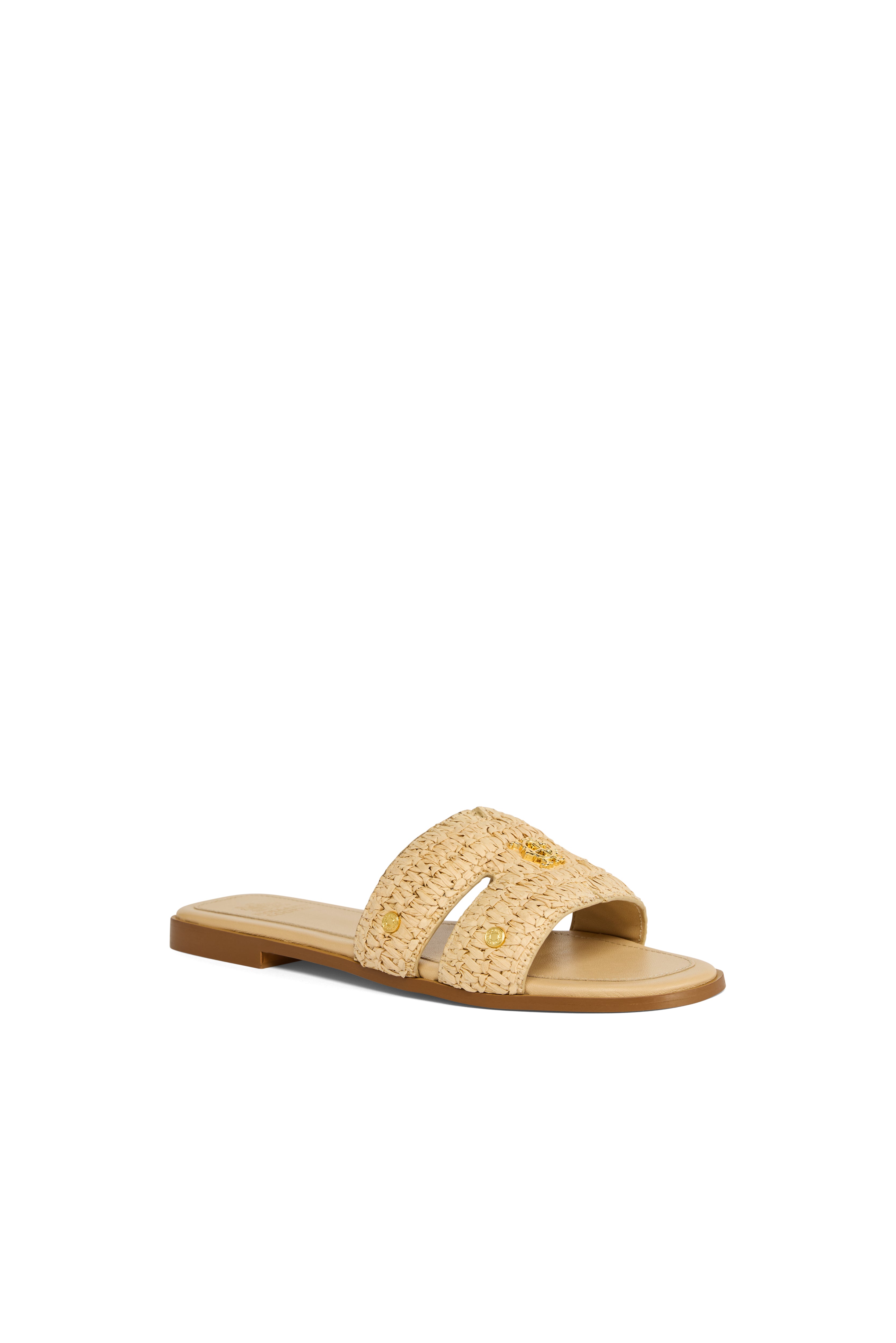 Holland Cooper Natural Straw Heraldic Monogram Slides #Colour_Natural Straw