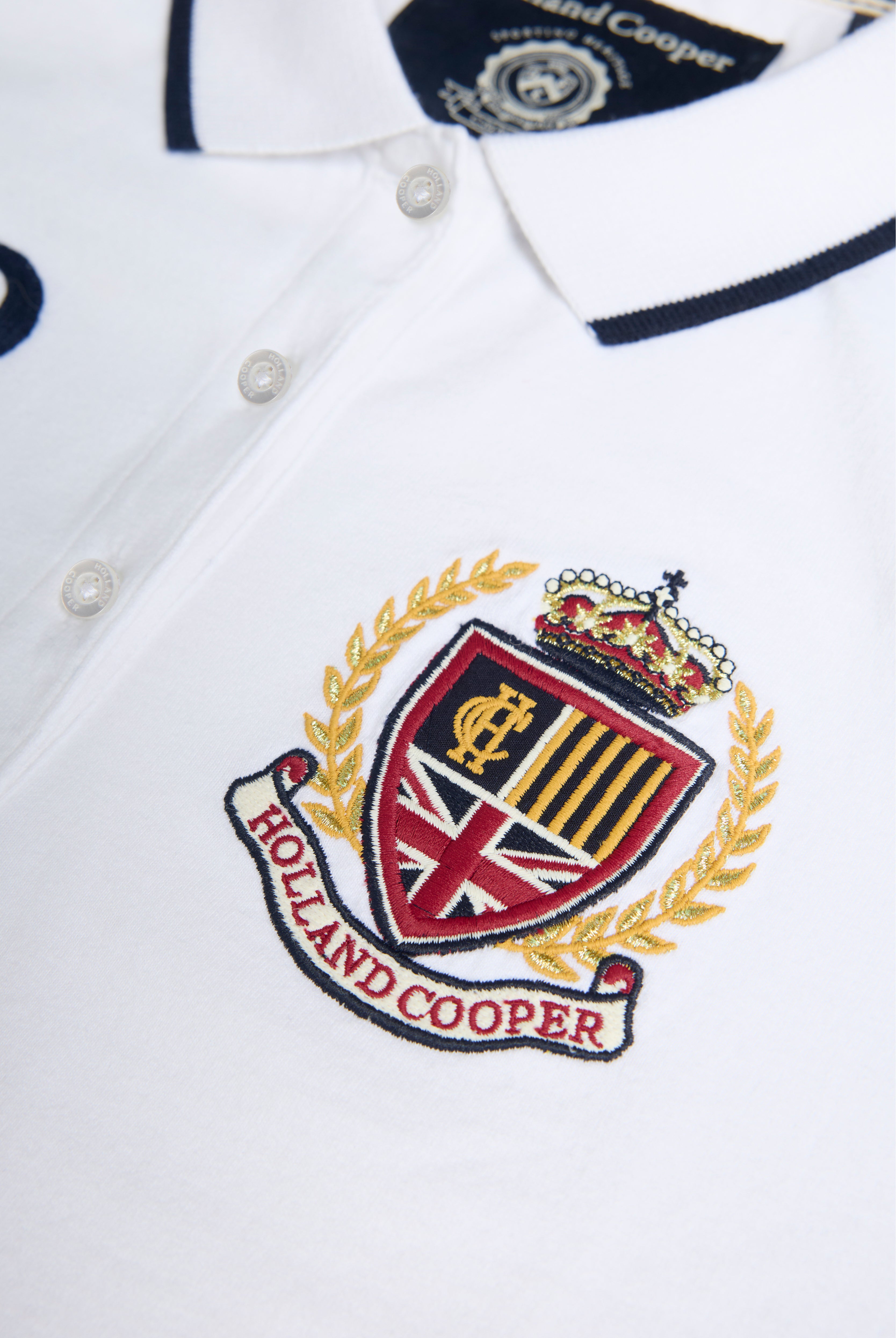 Holland Cooper White Heritage Long Sleeve Polo Shirt #Colour_White