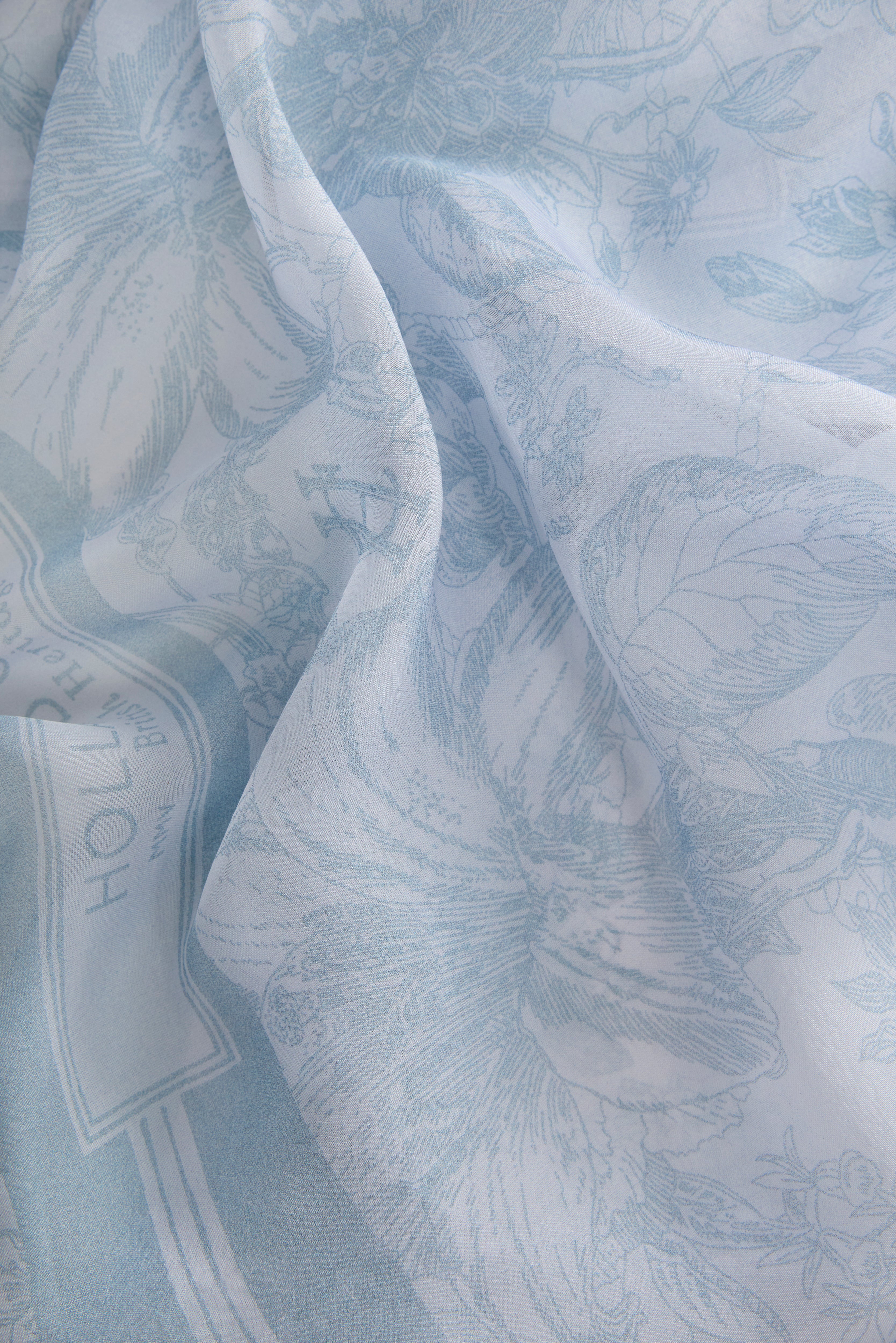 Holland Cooper Blue Tropical Botanical Provence Fine Silk Scarf #Colour_Blue Tropical Botanical
