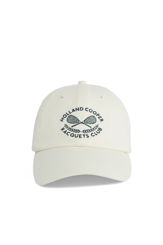 Holland Cooper Ecru/Navy Racquets Cap #Colour_Ecru/Navy