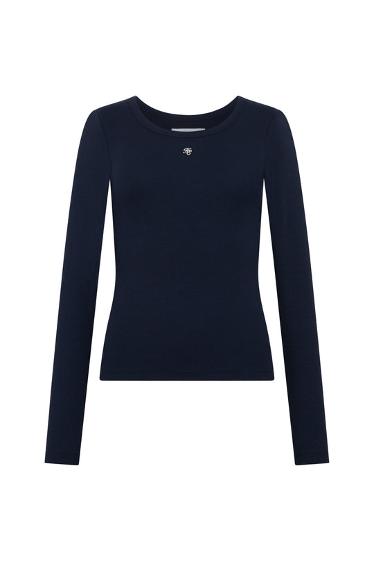 Holland Cooper Ink Navy Rebecca Long Sleeve Top #Colour_Ink Navy