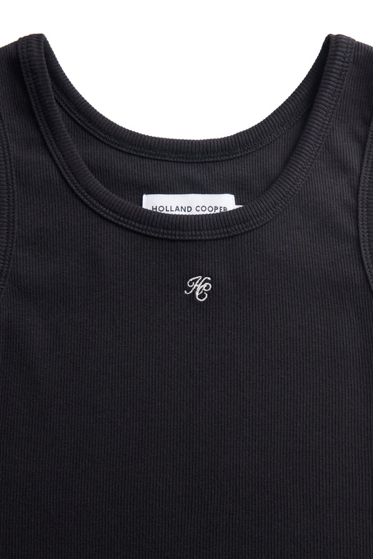 Holland Cooper Black Rebecca Rib Tank #Colour_Black