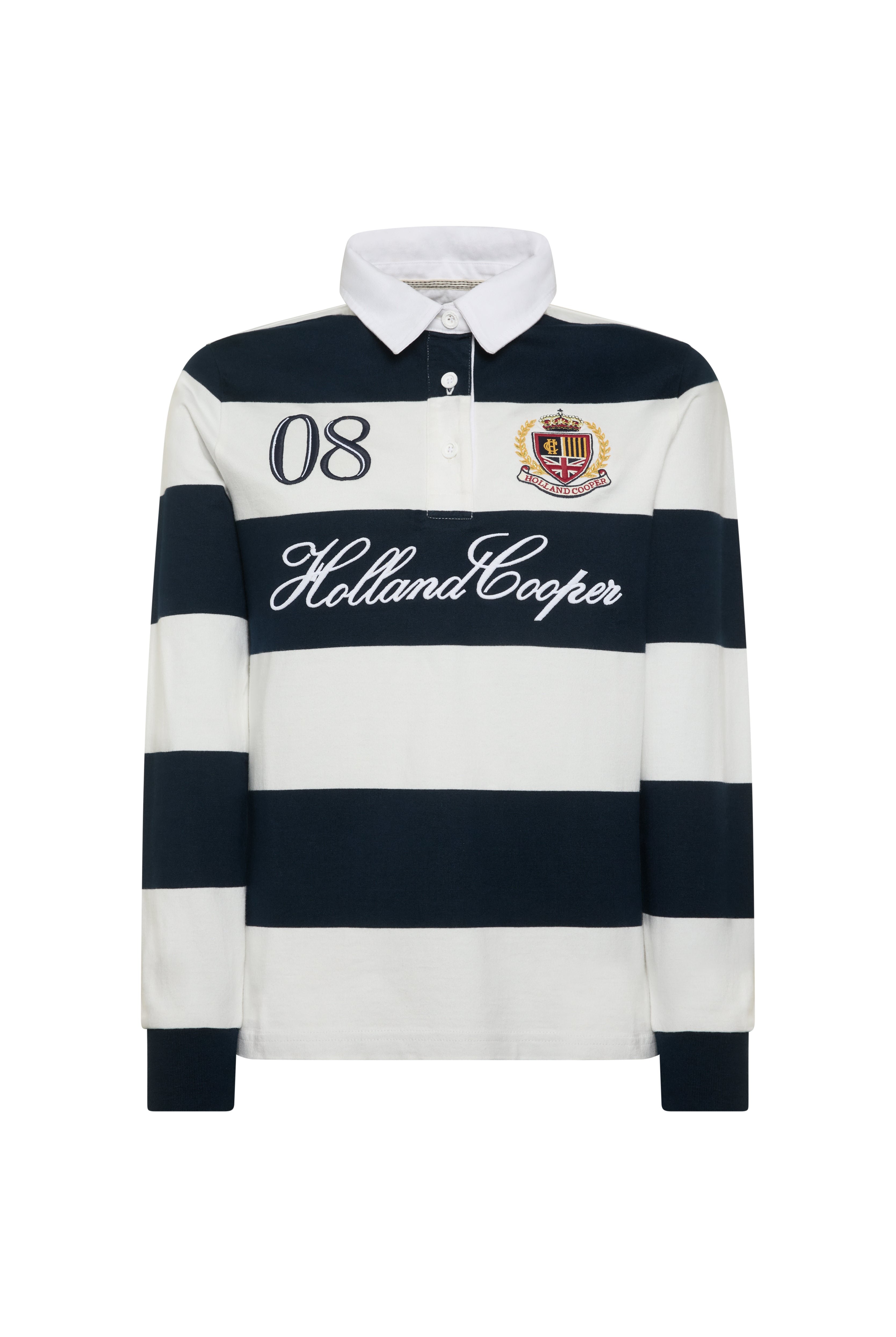 Holland Cooper Navy Ecru Rugby Shirt #Colour_Navy Ecru