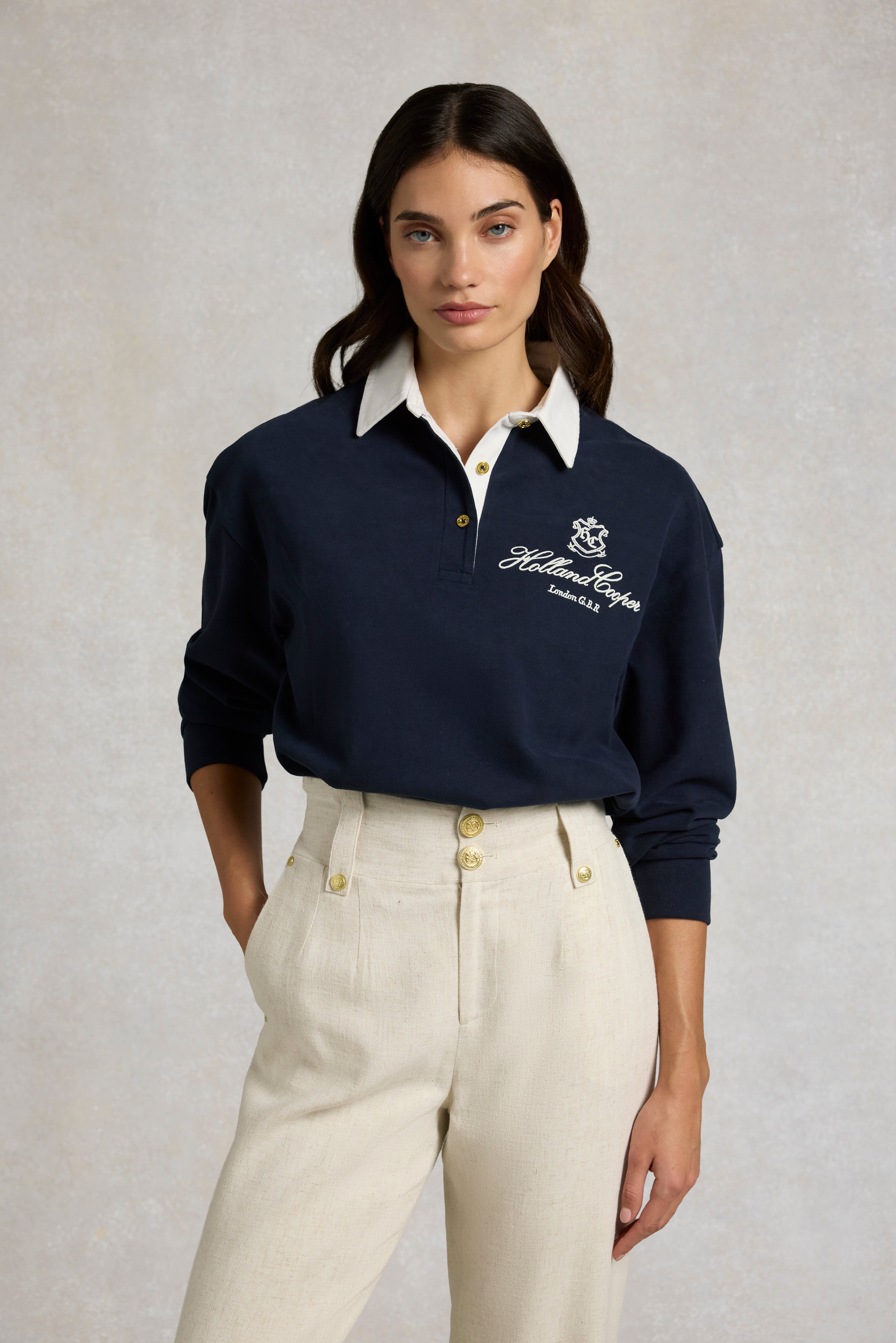 Holland Cooper Ink Navy Short Rugby Shirt #Colour_Ink Navy