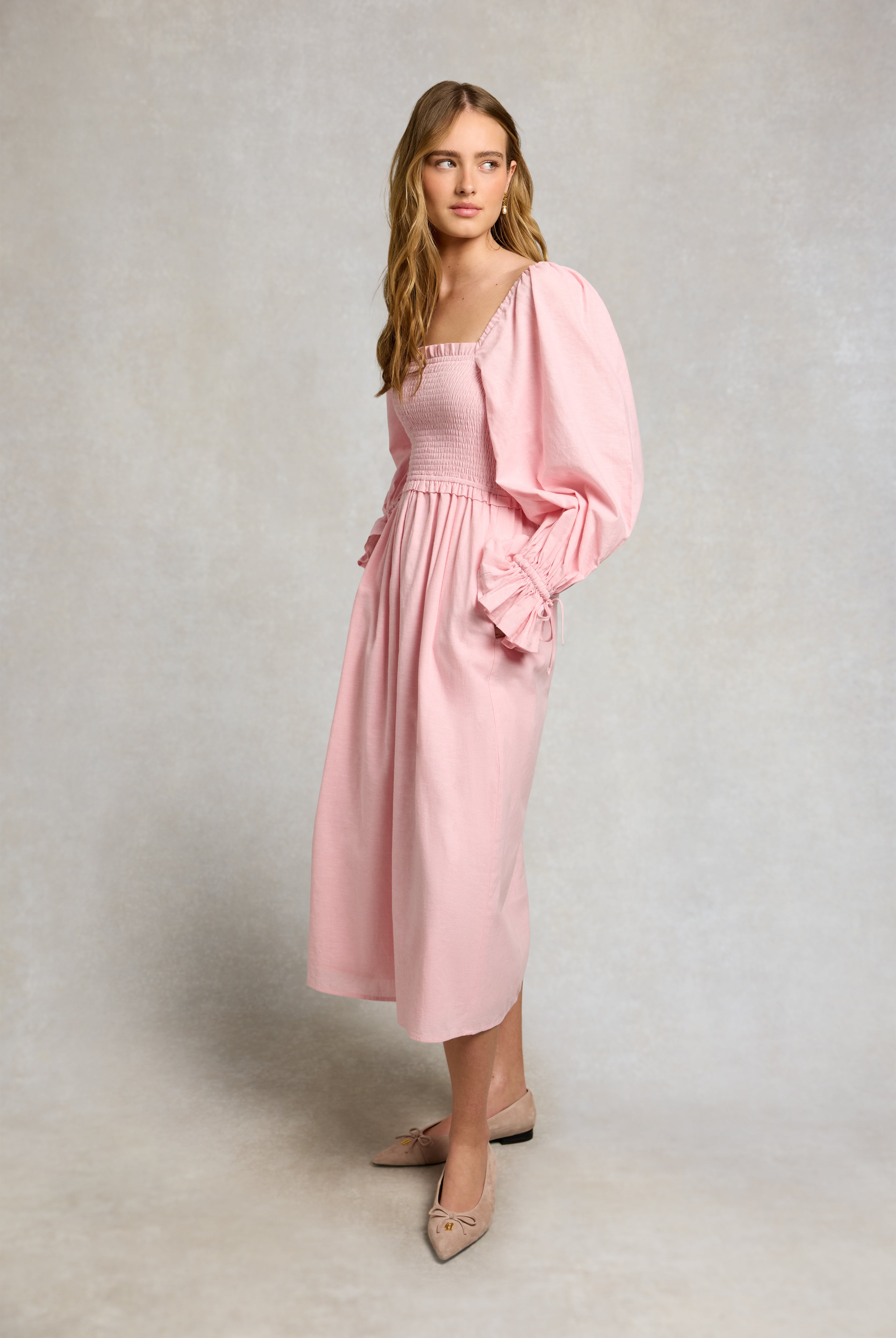 Holland Cooper Pale Pink Smock Dress #Colour_Pale Pink