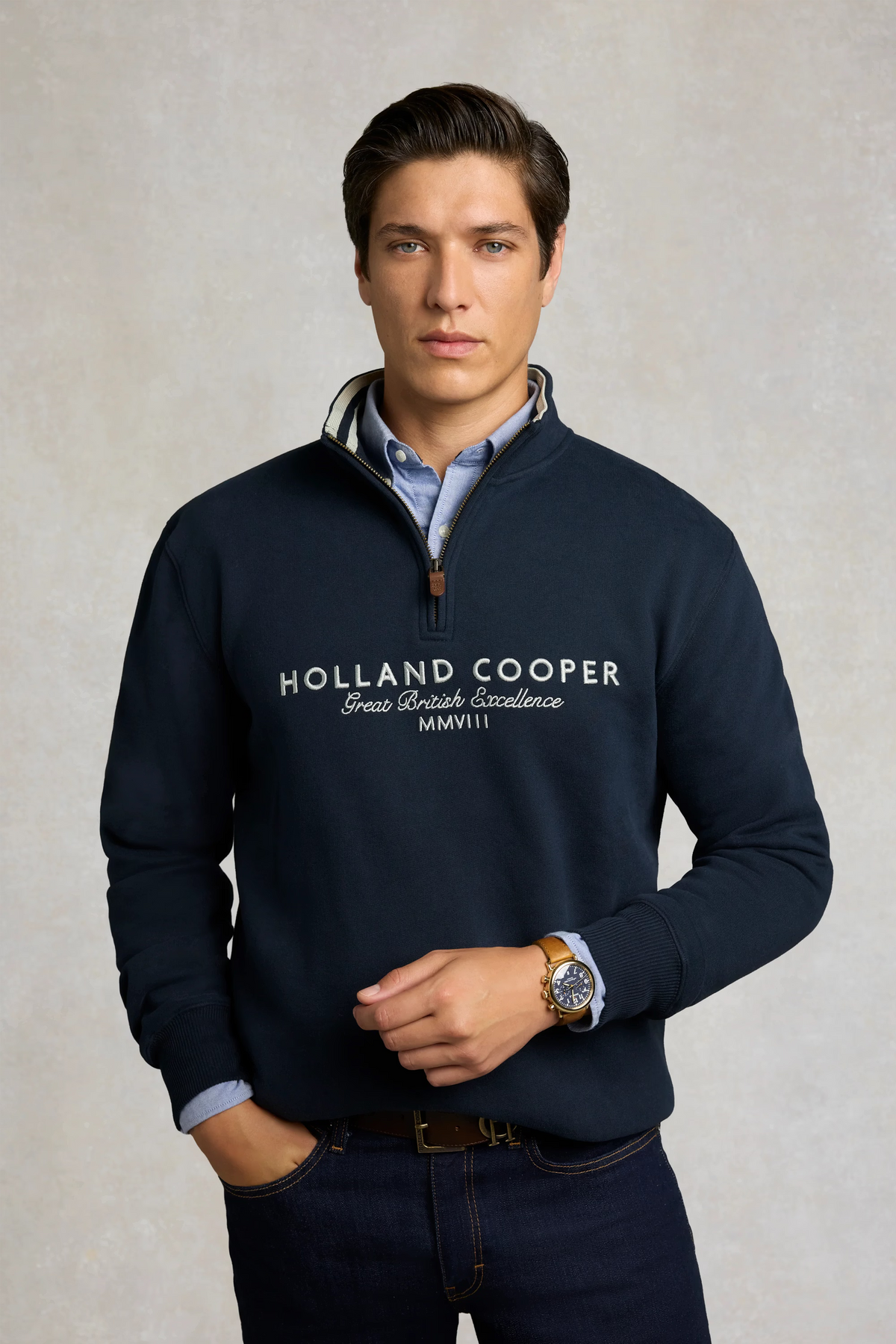 Holland Cooper Heritage Quarter Zip Sweat #Colour_Ink Navy