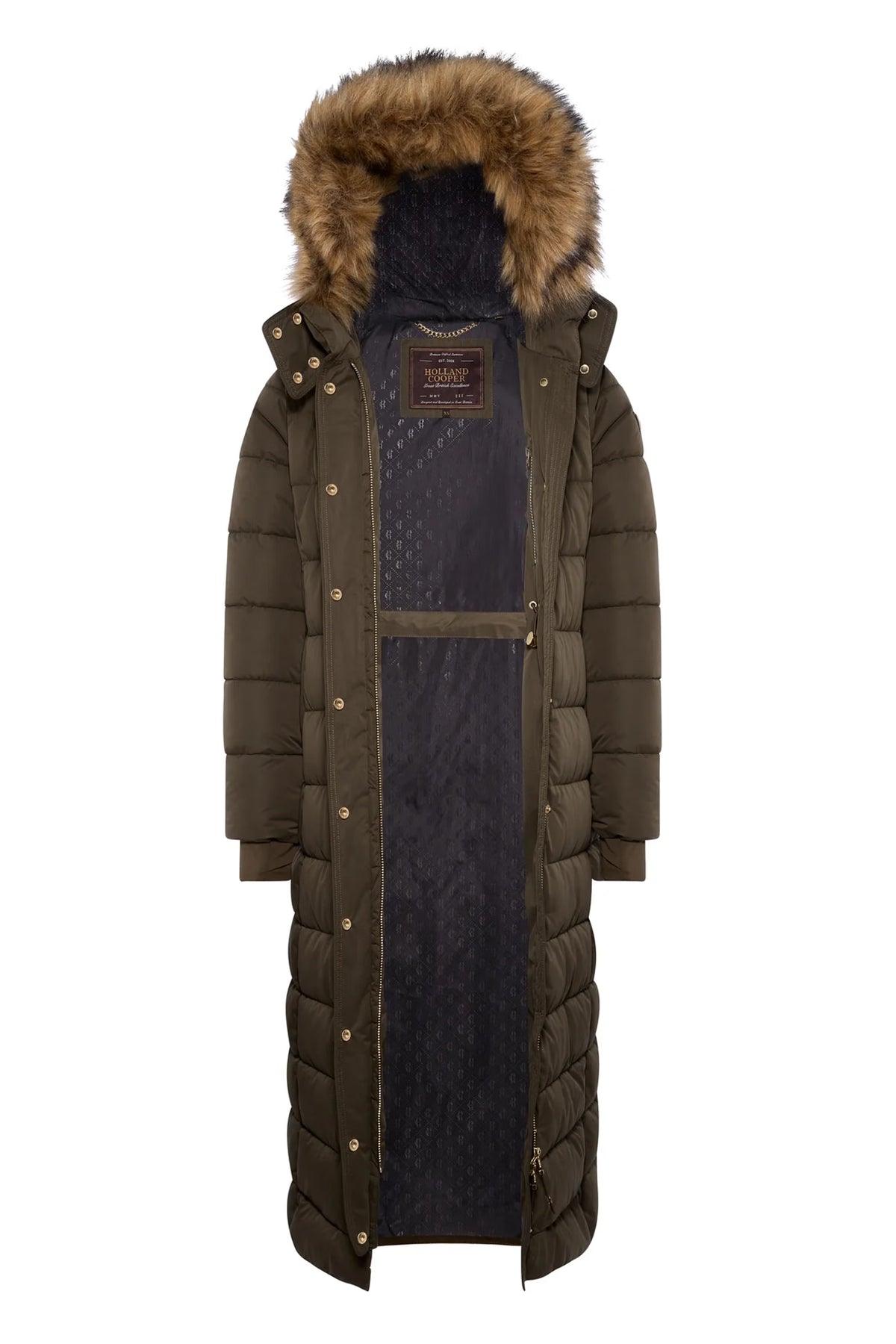 Holland Cooper Stoneleigh Longline Coat #Colour_Heritage Khaki