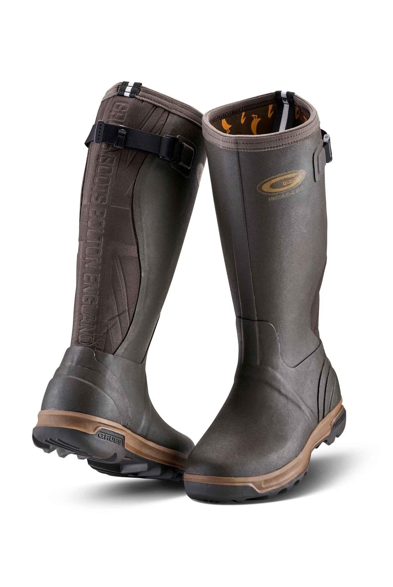 Grubs Highline 2.0 Full Rubber Wellington Boot #Colour_Mahogany