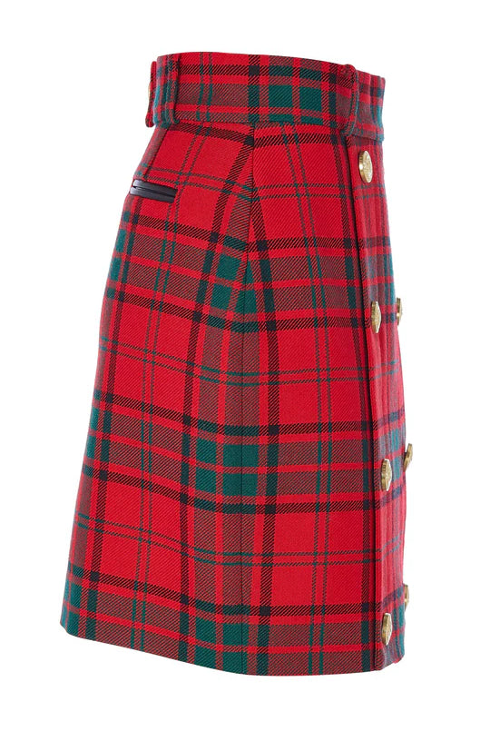 Holland Cooper Red Tartan Knightsbridge Skirt Tartan-OUTLET #Colour_Red Tartan