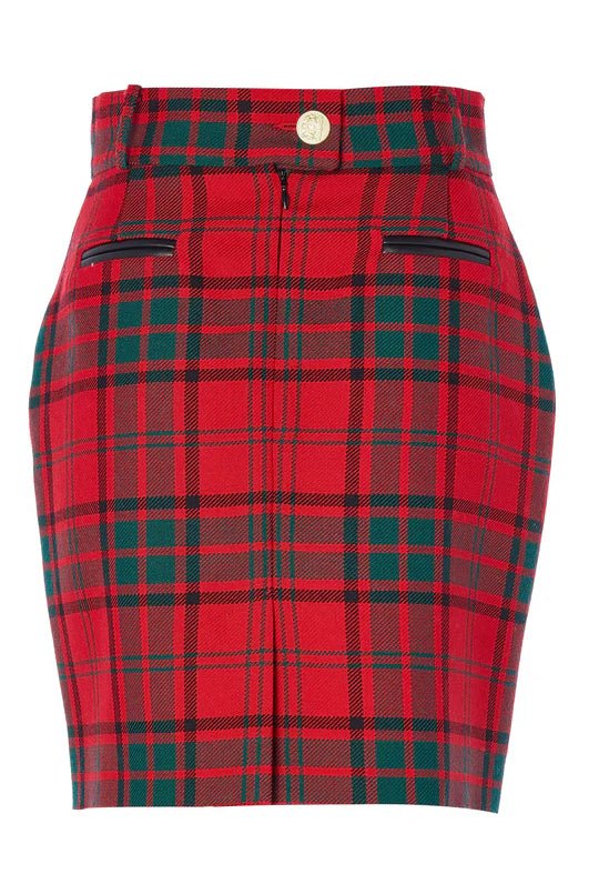 Holland Cooper Red Tartan Knightsbridge Skirt Tartan-OUTLET #Colour_Red Tartan