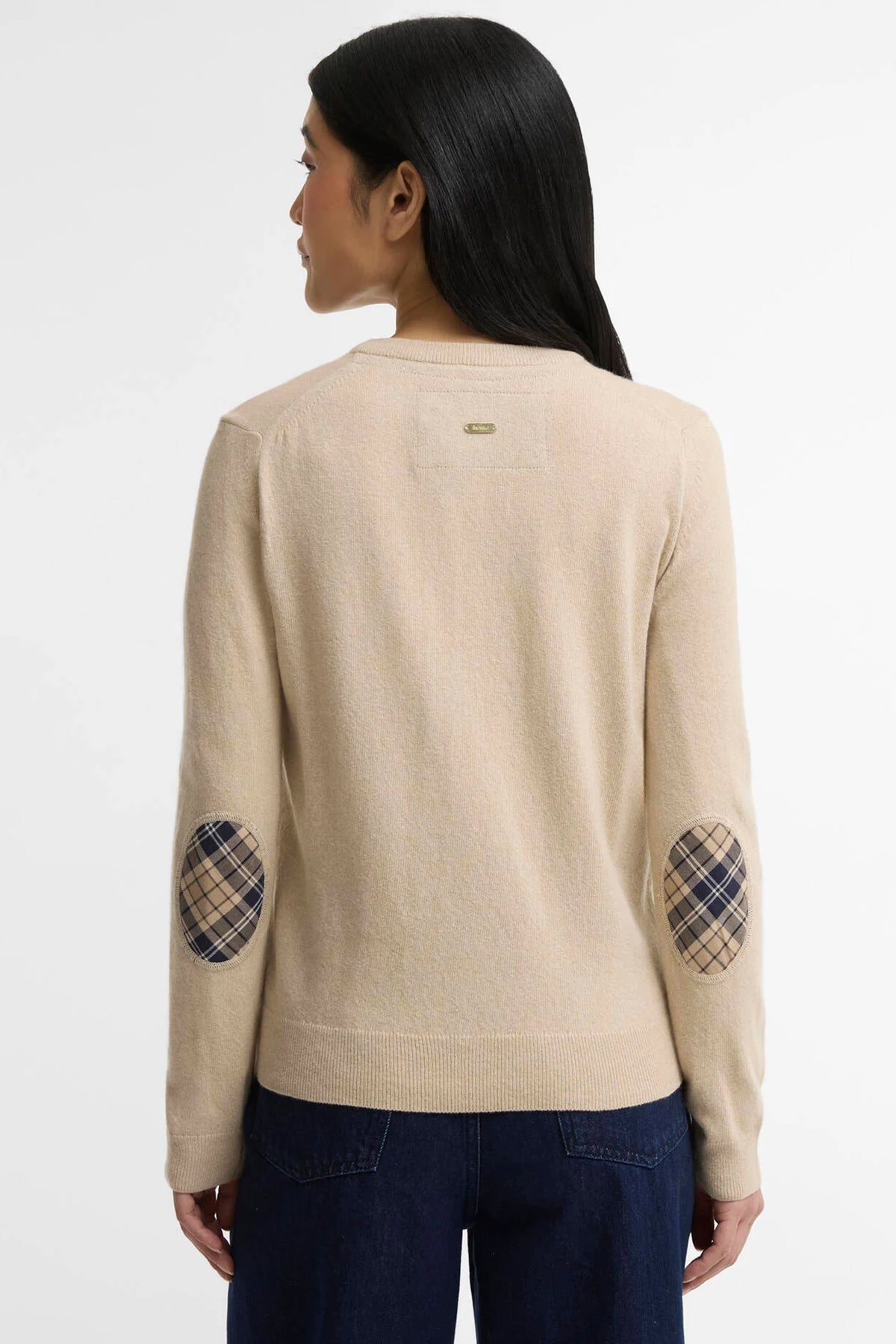 Barbour Pendle Knitted Cardigan #Colour_Honey/Birchwood Tartan