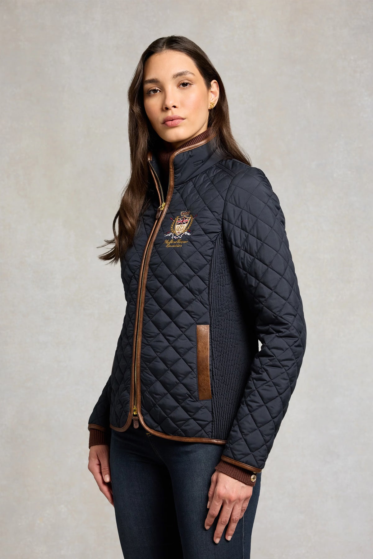 Holland Cooper Boughton Diamond Quilt Jacket #Colour_Ink Navy