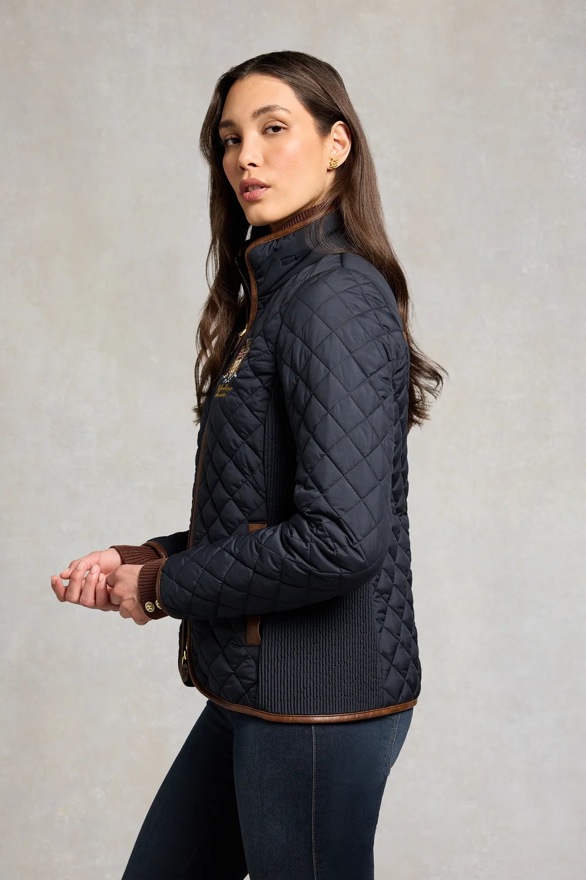 Holland Cooper Boughton Diamond Quilt Jacket #Colour_Ink Navy