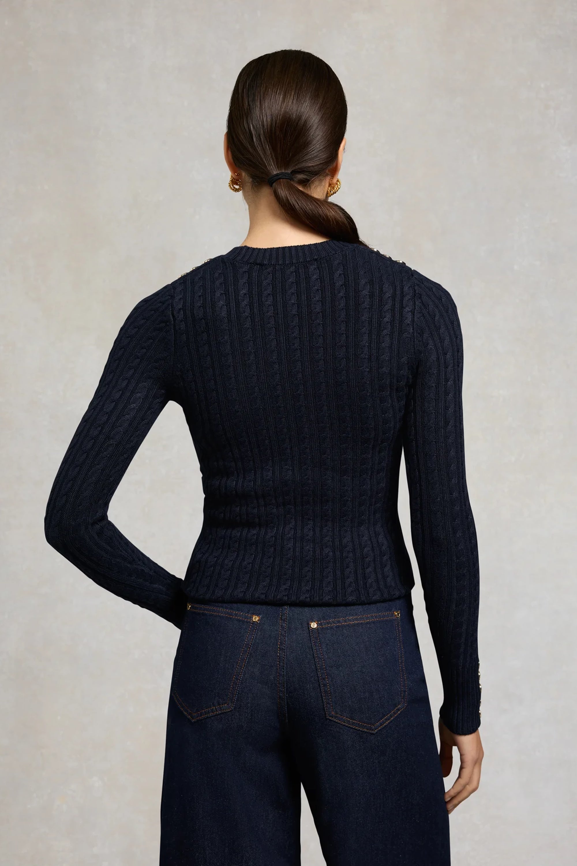Holland Cooper Seattle Cable Crew Knit #Colour_Ink Navy