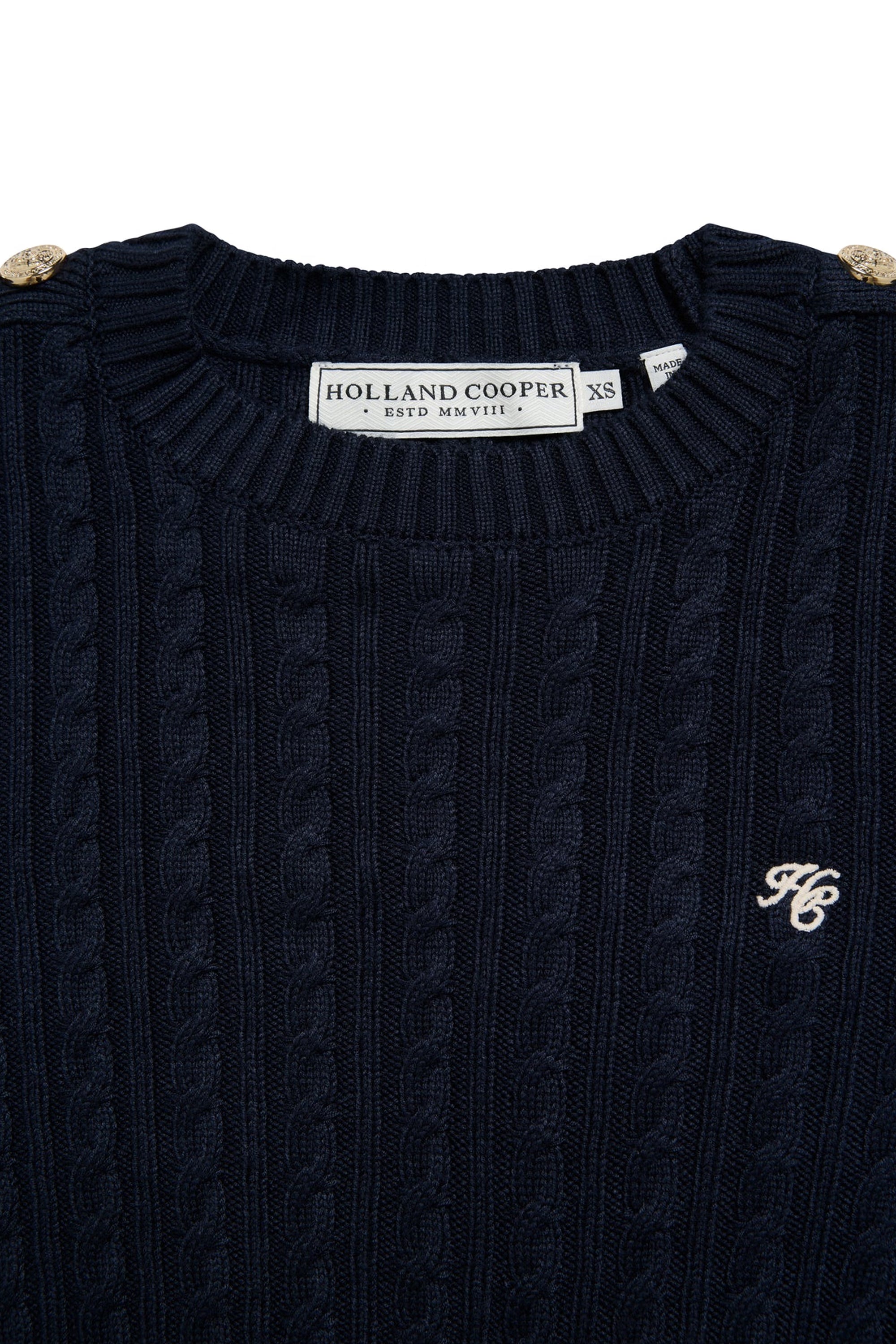 Holland Cooper Seattle Cable Crew Knit #Colour_Black