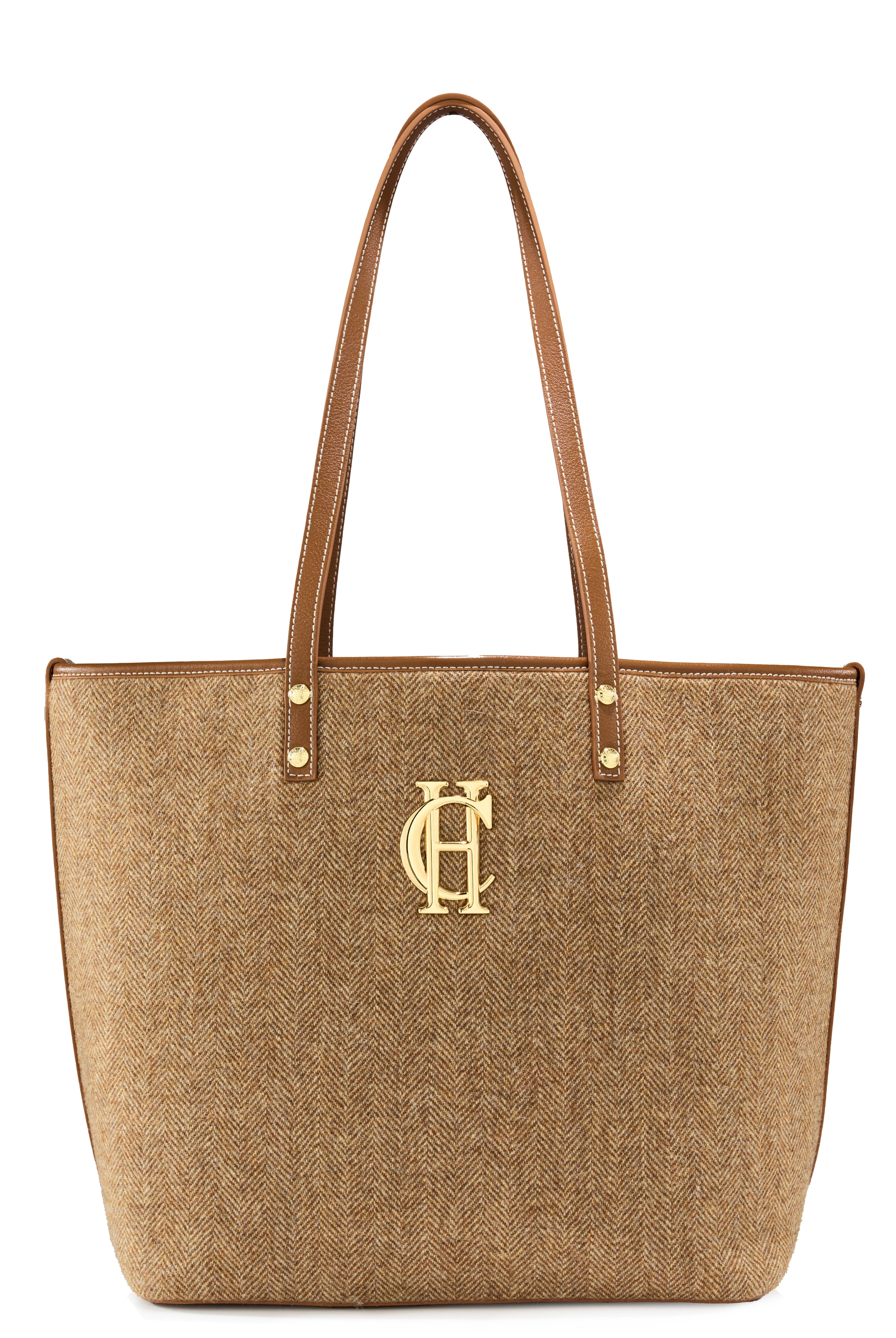 Kensington Tote Bag - tan herringbone