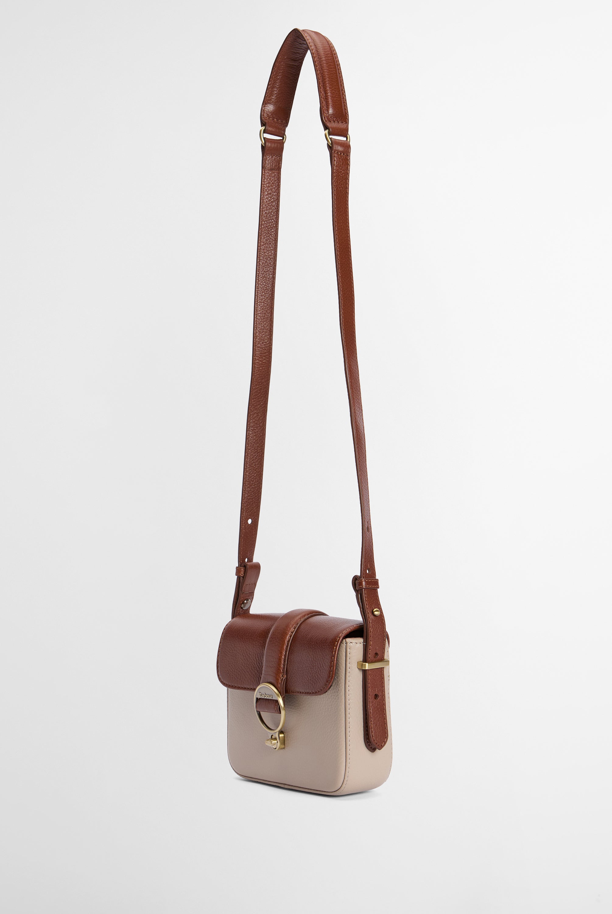 Barbour Pebbled Pink/Brown Mini Rosa Leather Crossbody Bag #Colour_Pebbled Pink/Brown