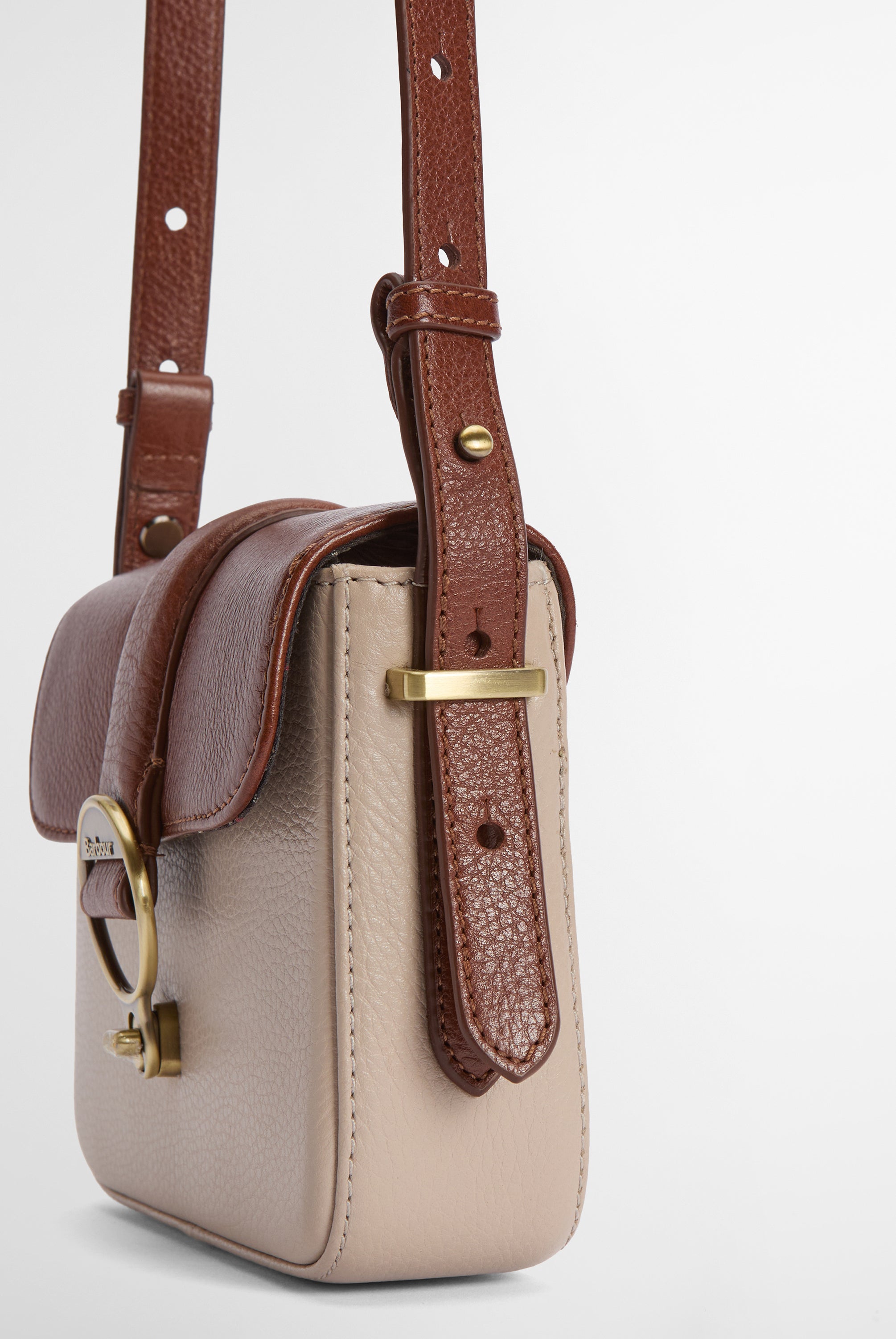 Barbour Pebbled Pink/Brown Mini Rosa Leather Crossbody Bag #Colour_Pebbled Pink/Brown