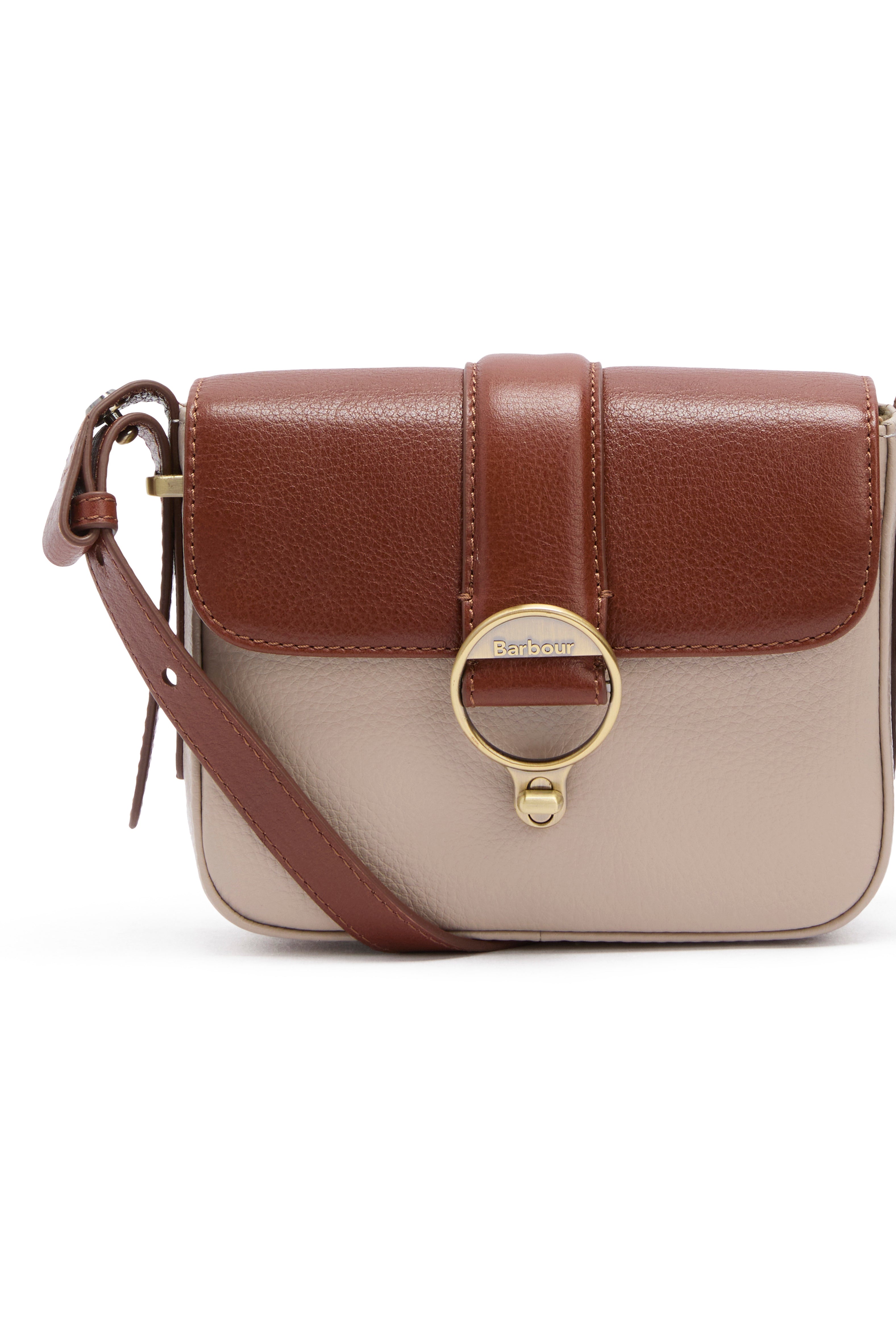 Barbour Pebbled Pink/Brown Mini Rosa Leather Crossbody Bag #Colour_Pebbled Pink/Brown