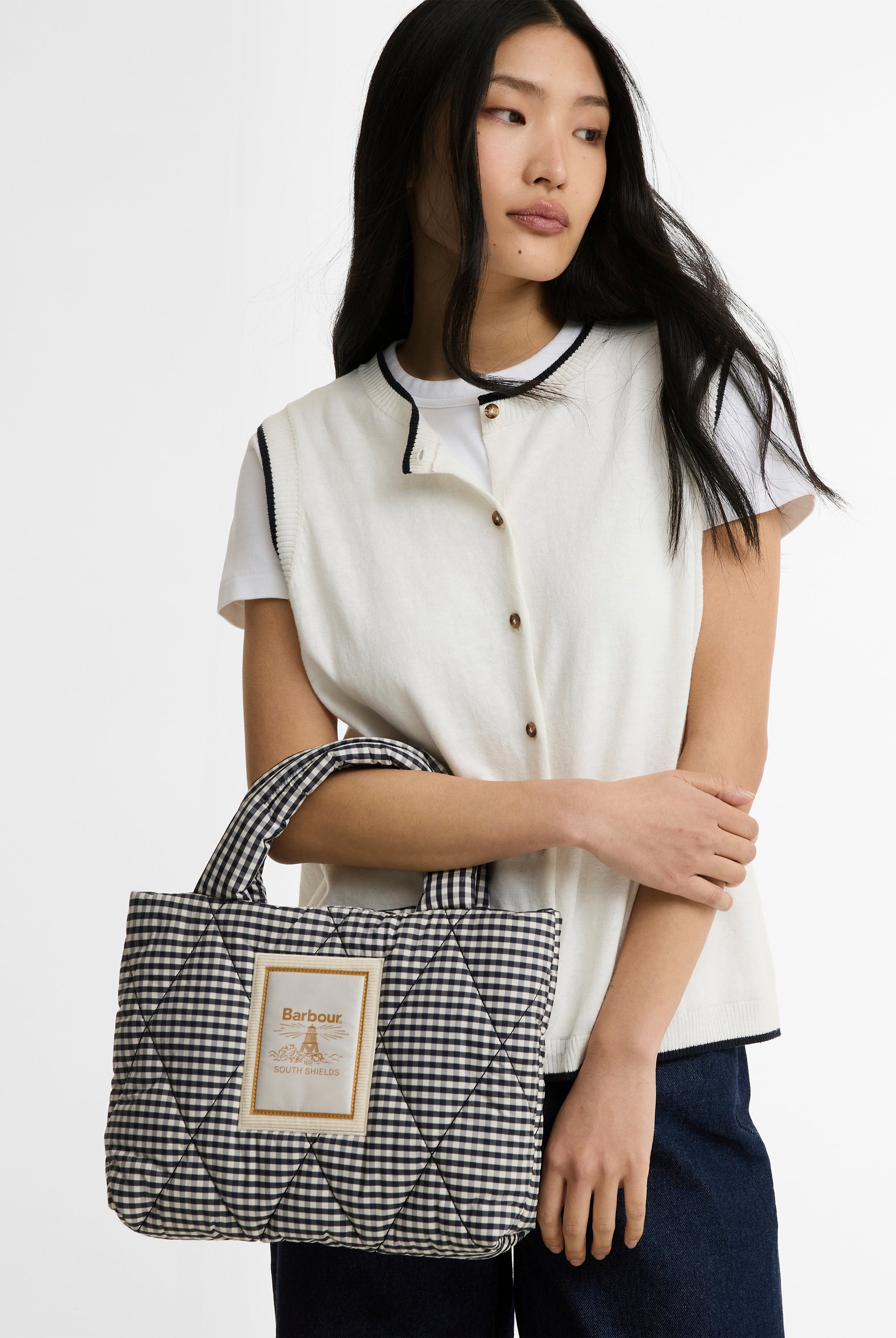 Barbour Gingham Check Riah Mini Quilted Tote Bag #Colour_Gingham Check
