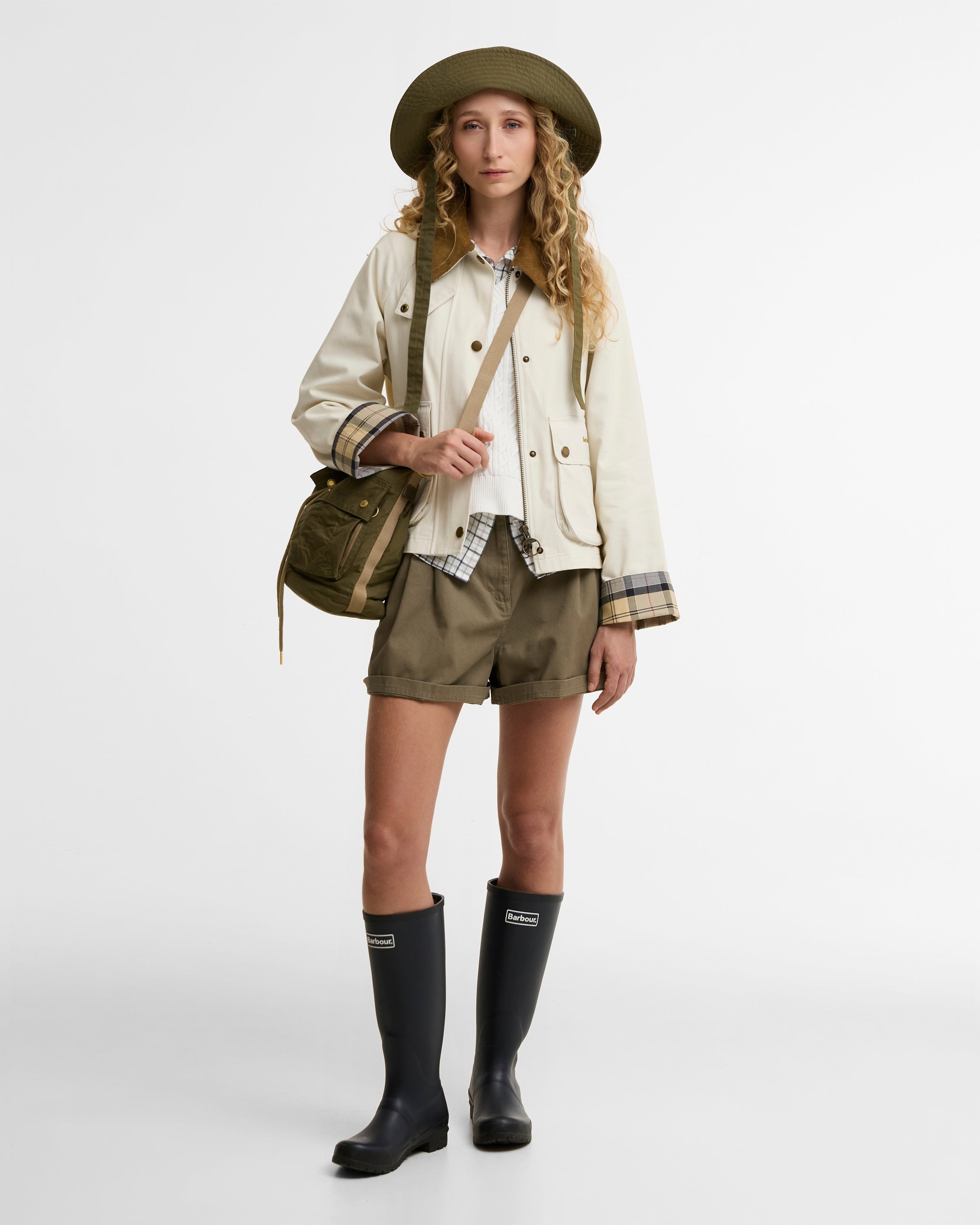 Barbour Cropped Beadnell Casual Jacket #Colour_Light Pearl/Dress