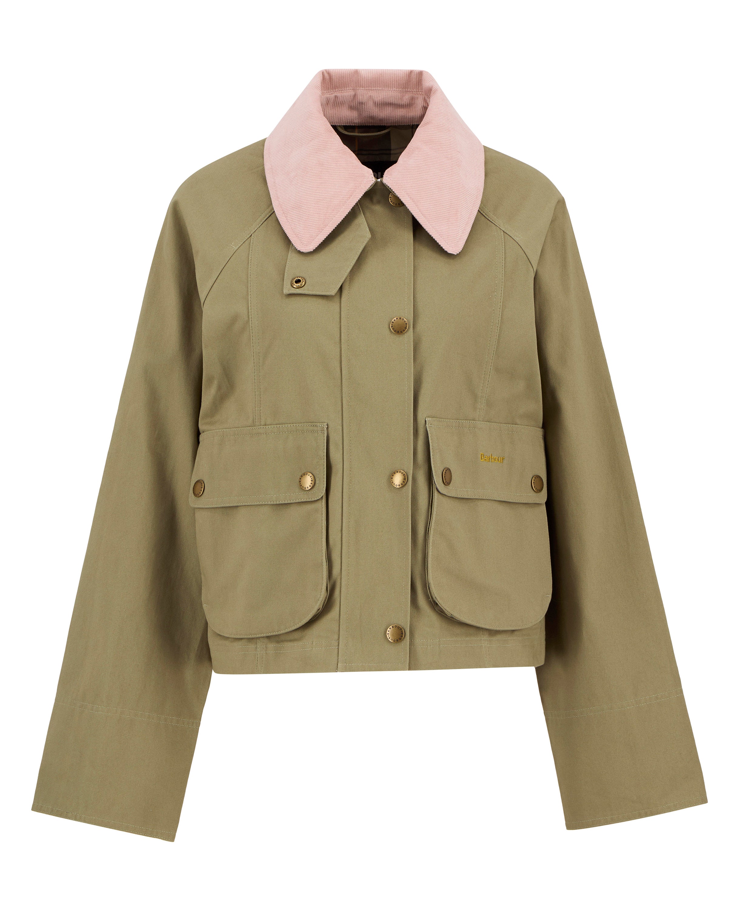 Barbour Cropped Beadnell Casual Jacket #Colour_Bleached Olive/Ancient