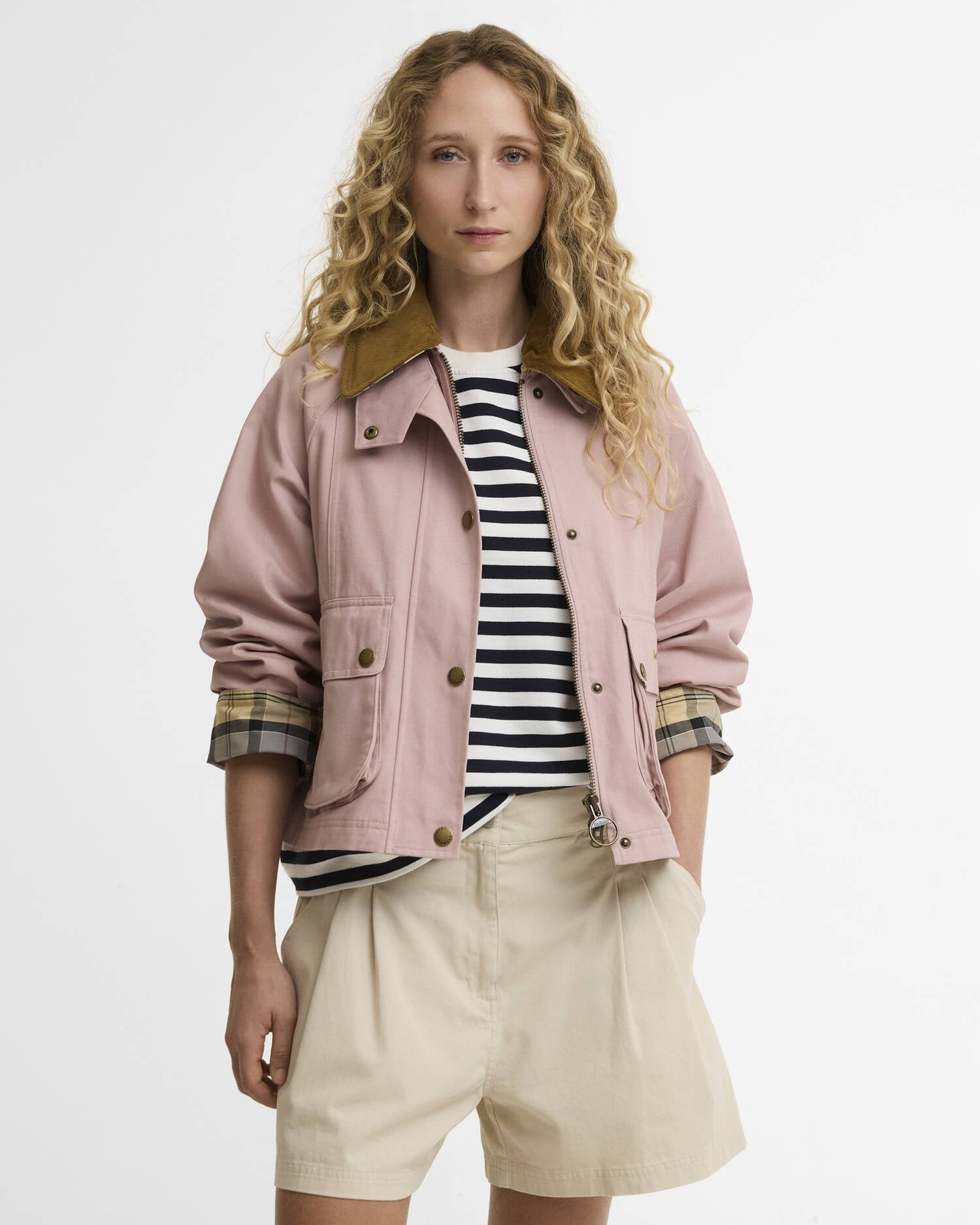 Barbour Cropped Beadnell Casual Jacket #Colour_Gardenia/Dress