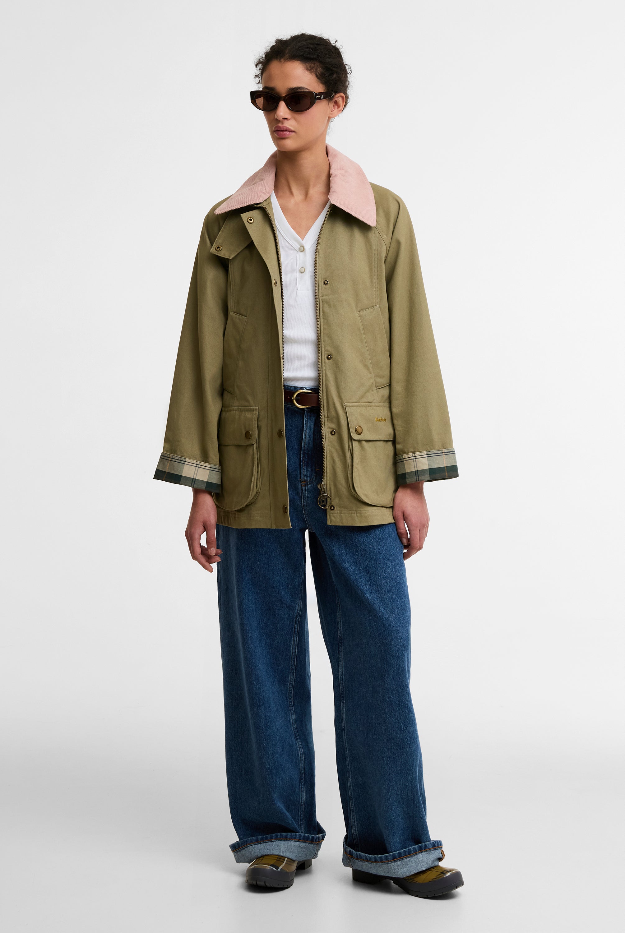 Barbour Bleached Olive/Ancient Modern Beadnell Casual Jacket #Colour_Bleached Olive/Ancient