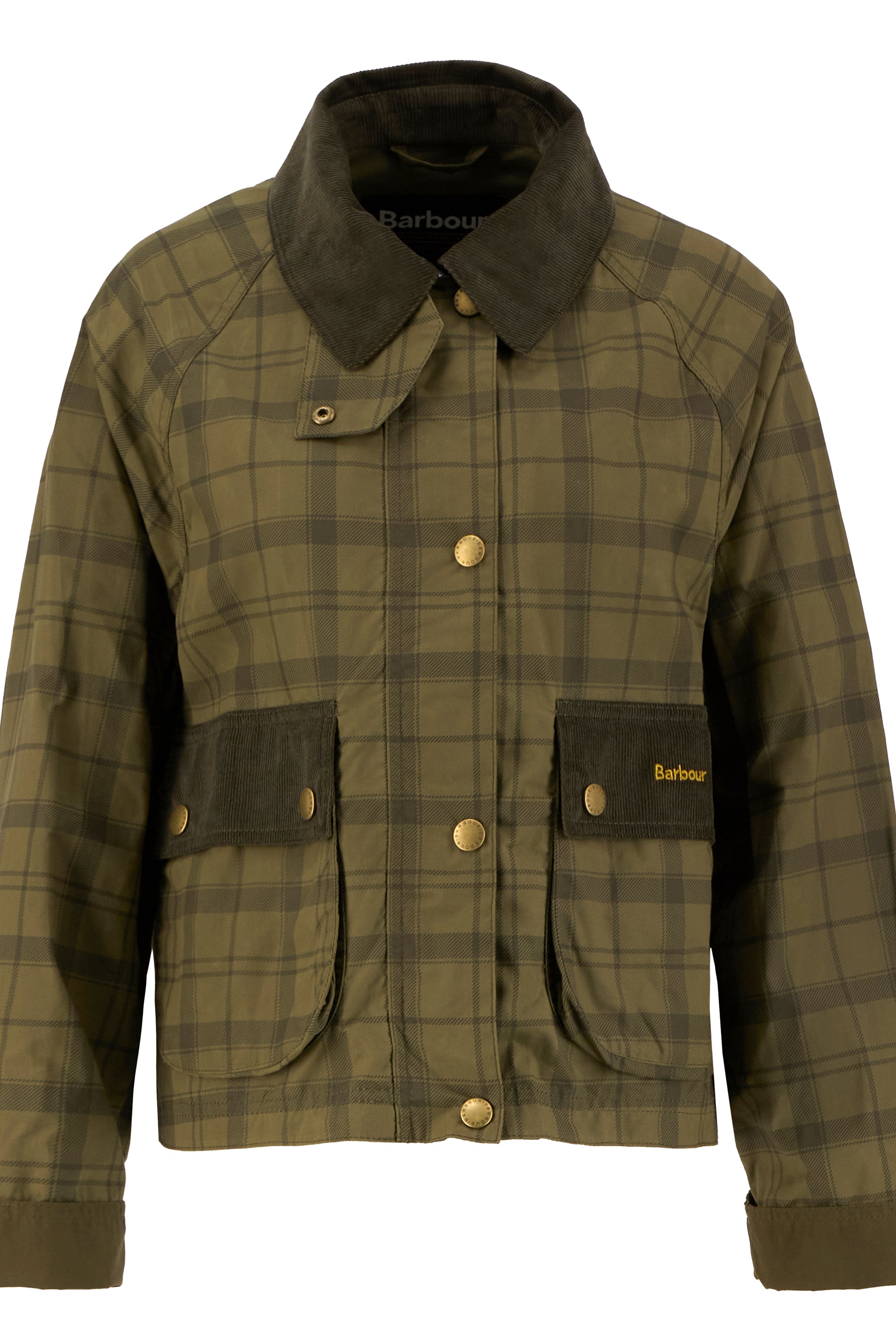 Barbour Dusky Green Tartan/Highland Tartan Cropped Beadnell Casual Jacket #Colour_Dusky Green Tartan/Highland