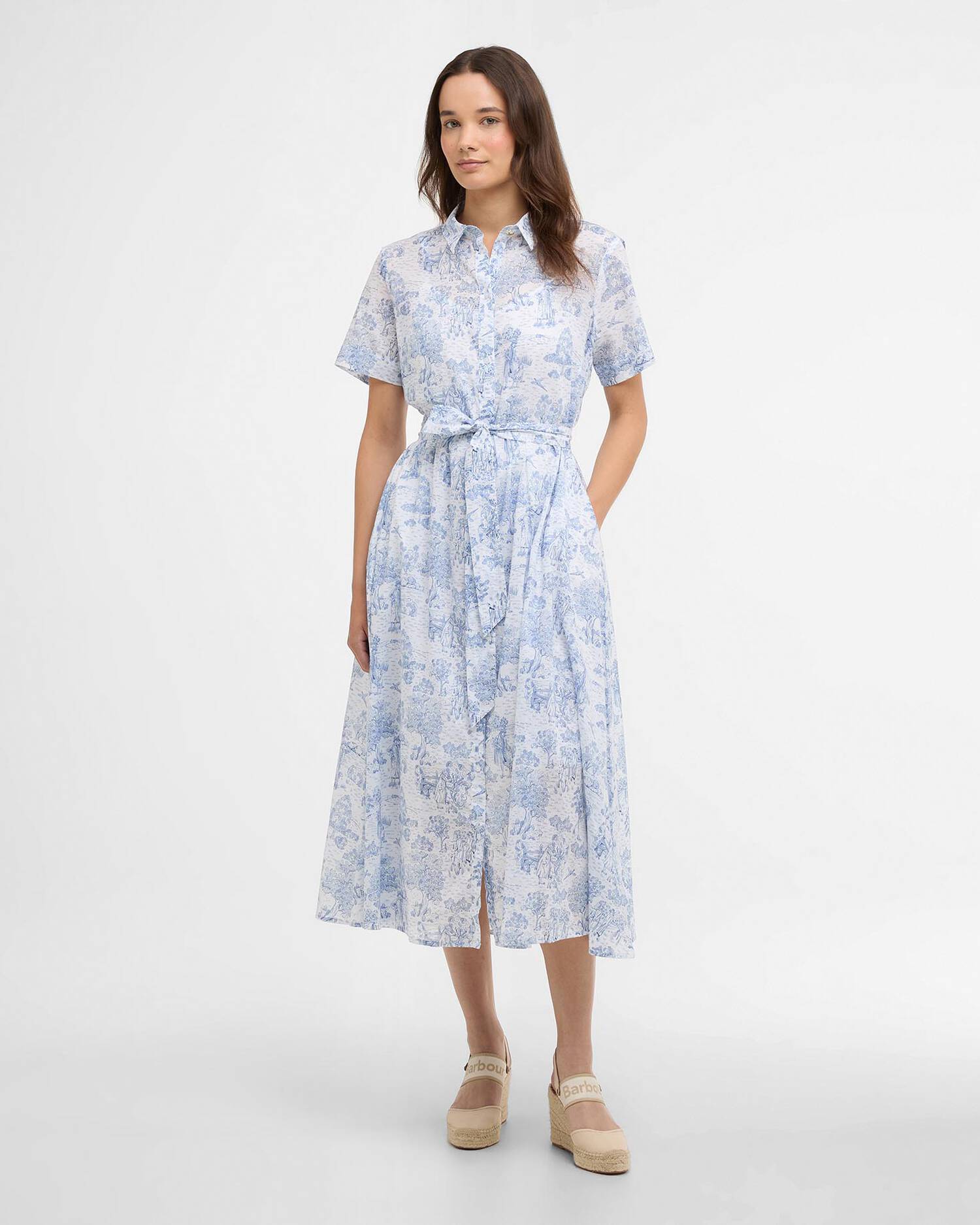 Barbour Ink Blue Print Wisteria Midi Dress #Colour_Ink Blue Print