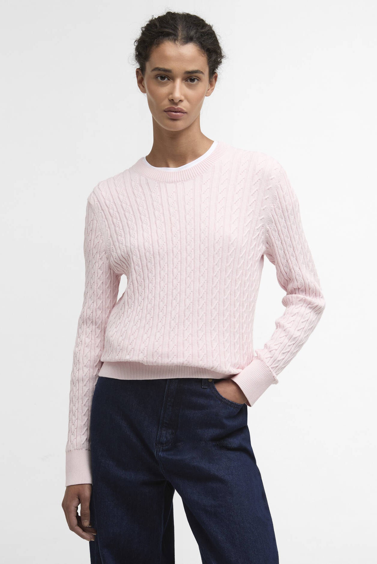 Barbour Pink Hartland Crew Knitted Jumper #Colour_Pink