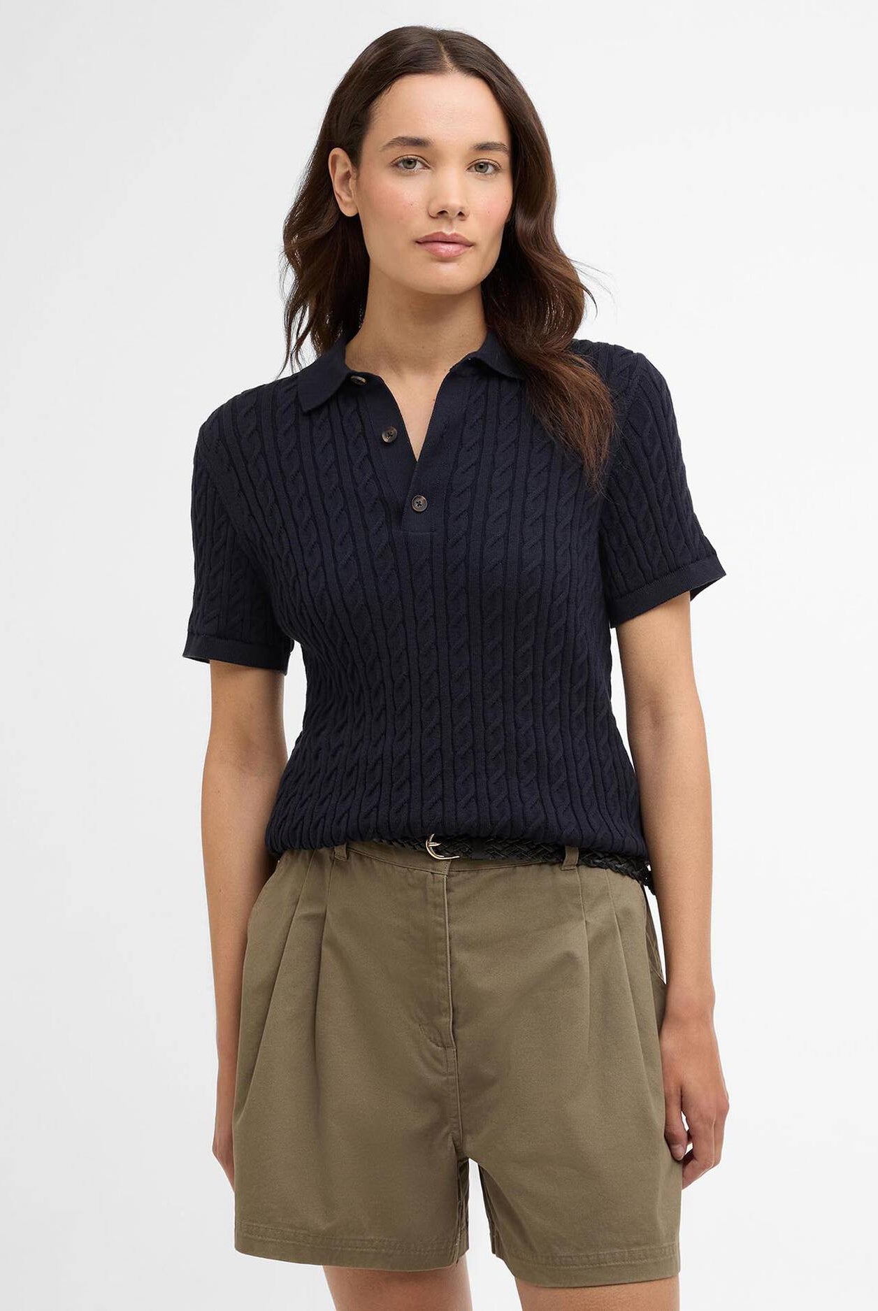 Barbour Navy Hartland Knitted Polo Jumper #Colour_Navy