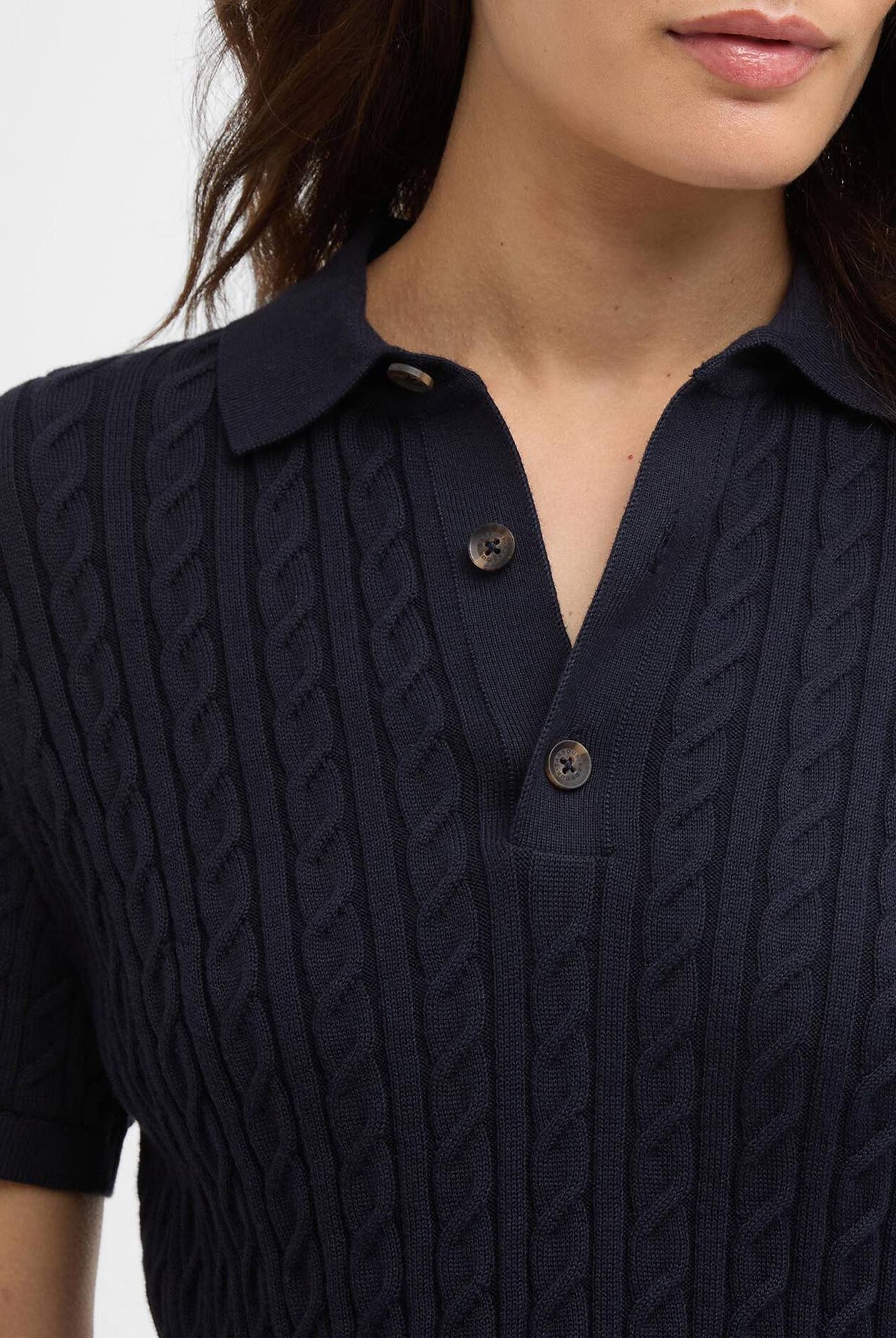 Barbour Navy Hartland Knitted Polo Jumper #Colour_Navy